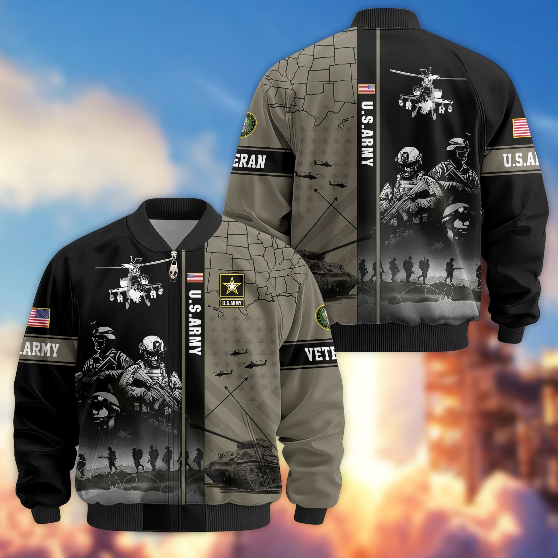 Premium US Veterans Bomber Jacket APHN241011, Gifts For US Veterans, Gifts For Veterans Day