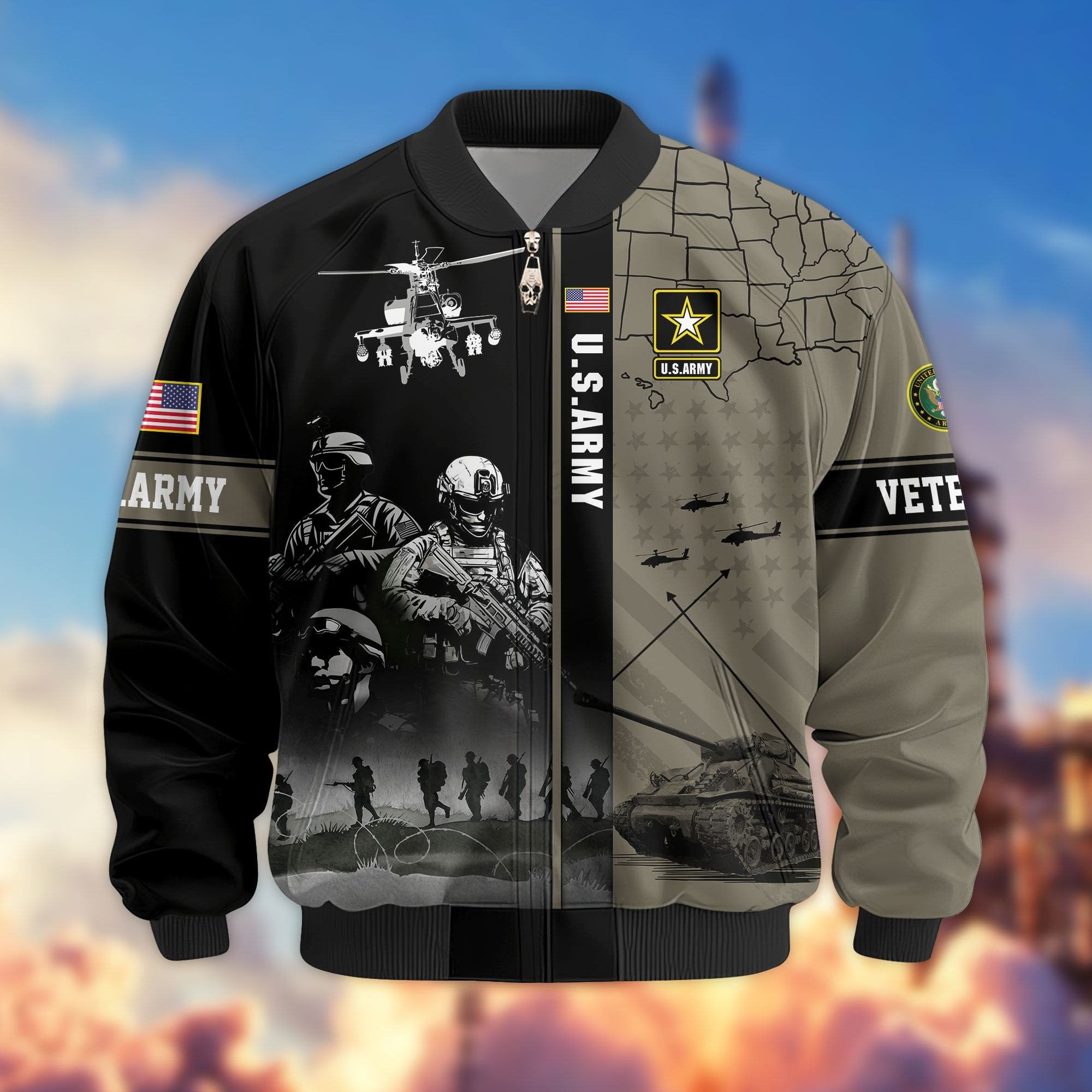 Premium US Veterans Bomber Jacket APHN241011, Gifts For US Veterans, Gifts For Veterans Day