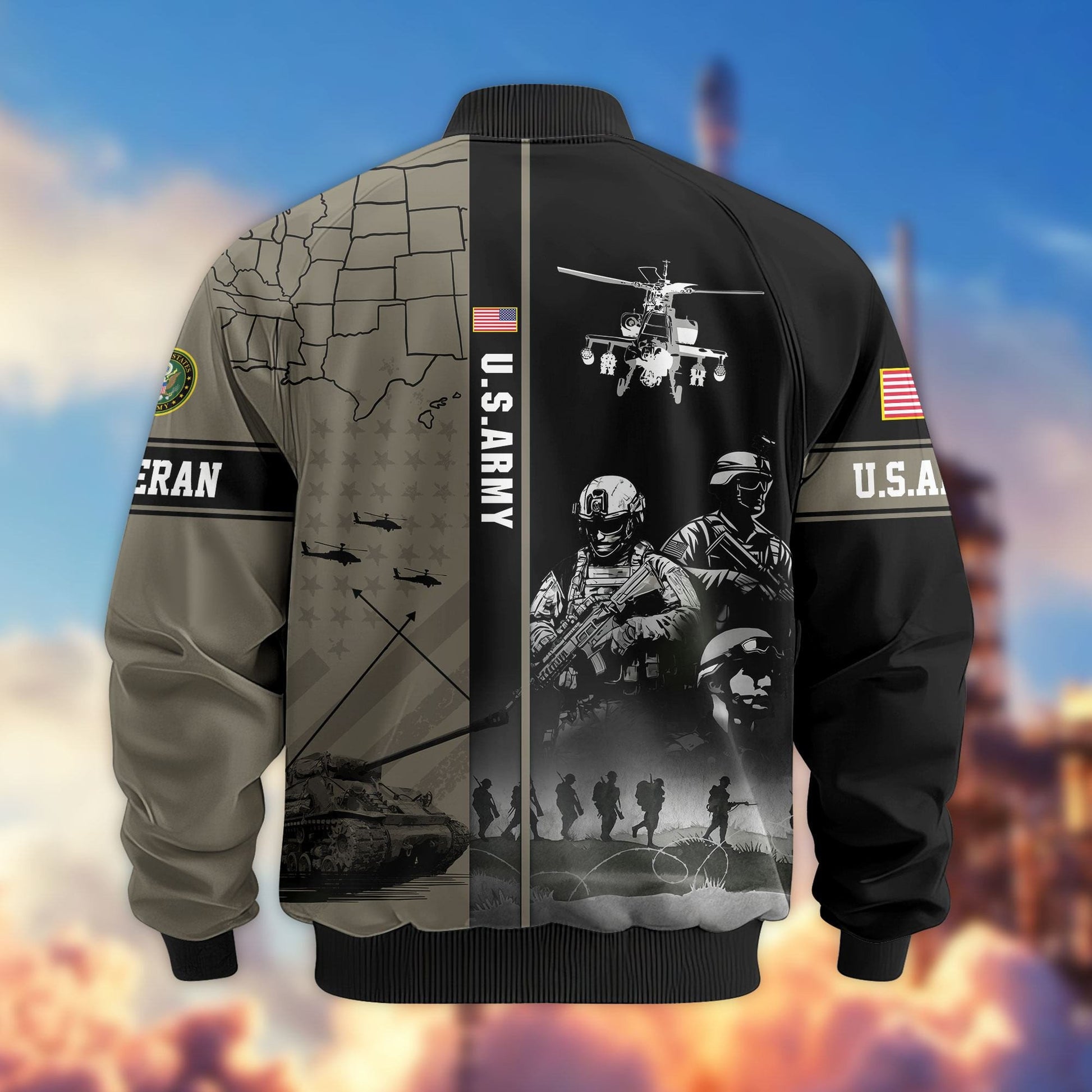 Premium US Veterans Bomber Jacket APHN241011, Gifts For US Veterans, Gifts For Veterans Day