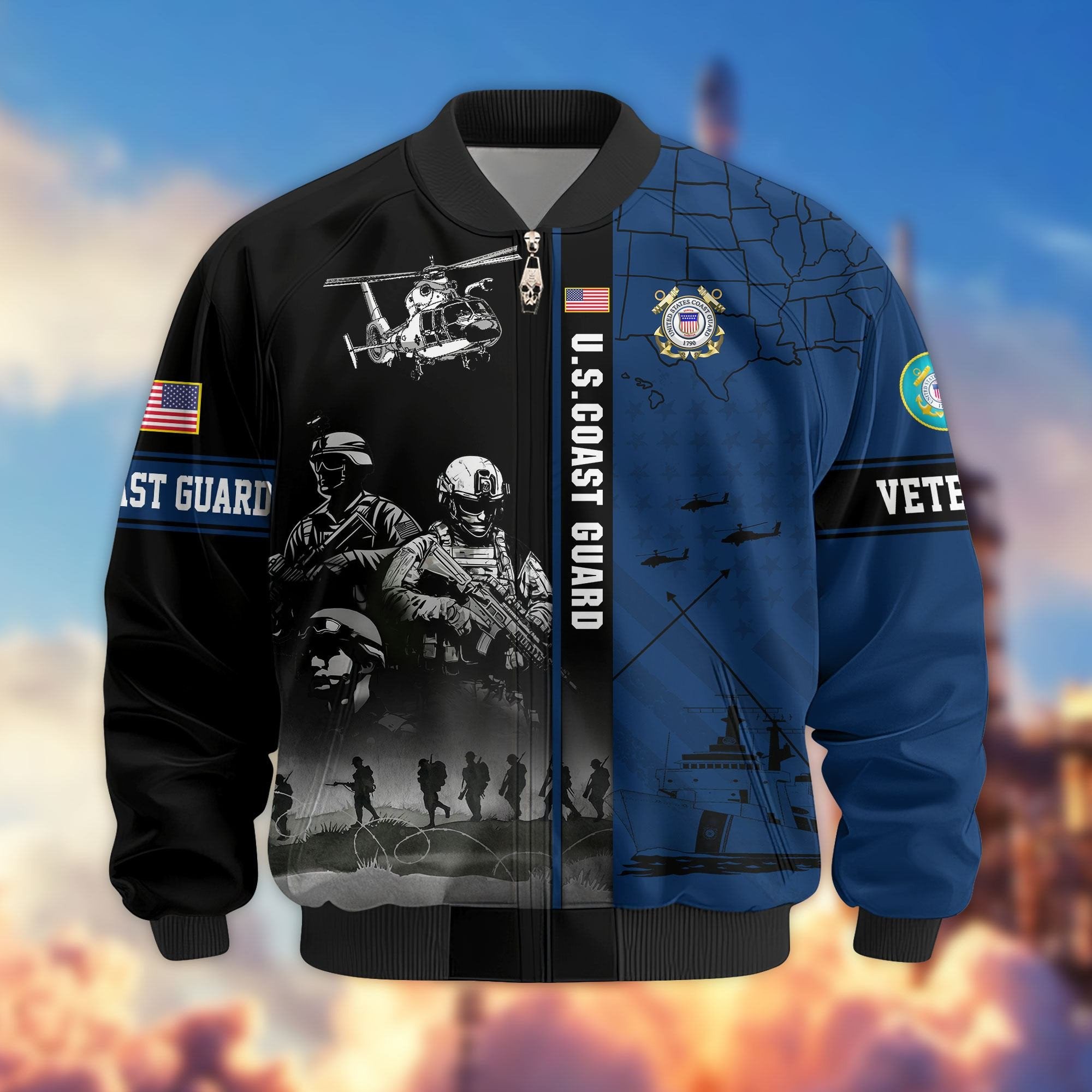 Premium US Veterans Bomber Jacket APHN241011, Gifts For US Veterans, Gifts For Veterans Day