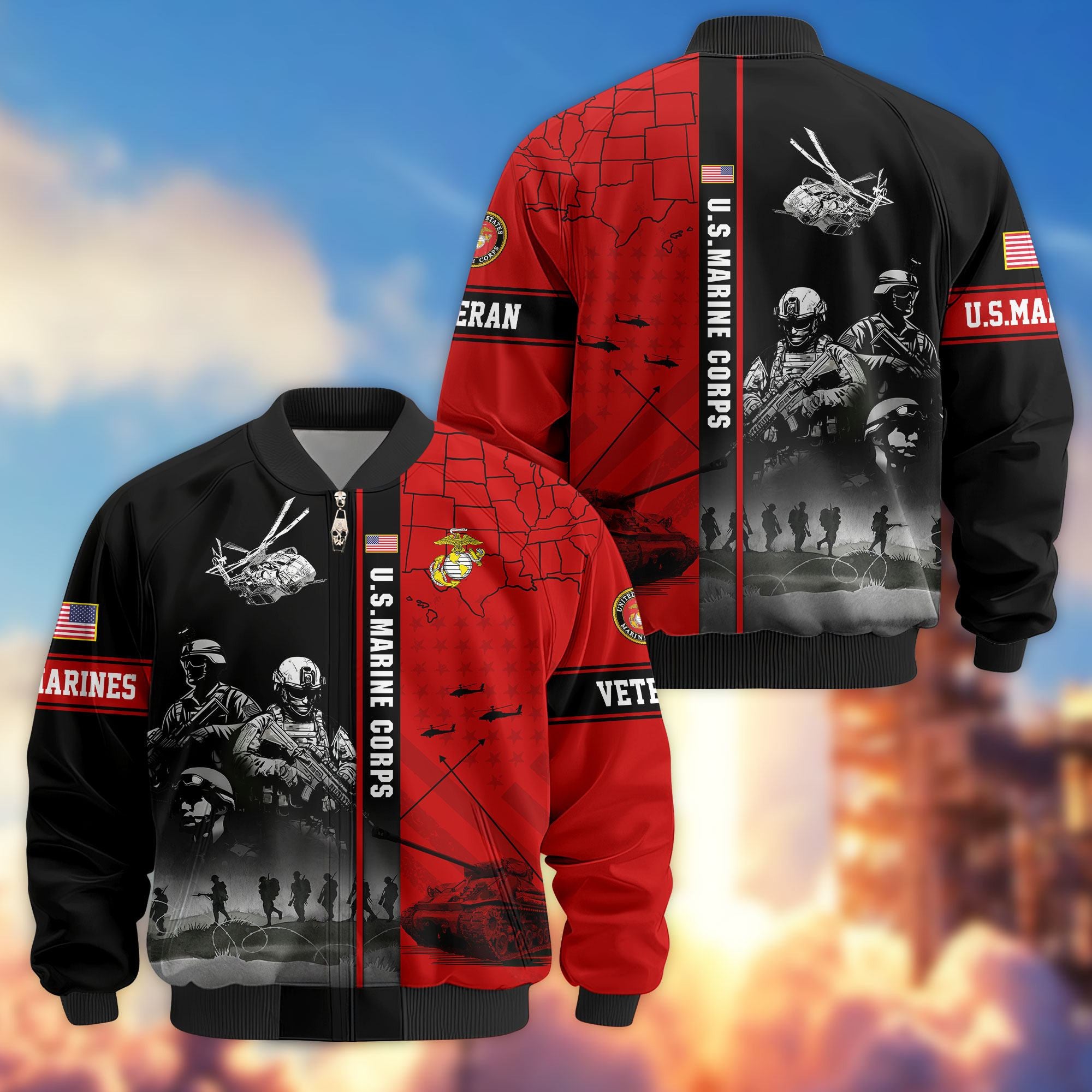 Premium US Veterans Bomber Jacket APHN241011, Gifts For US Veterans, Gifts For Veterans Day