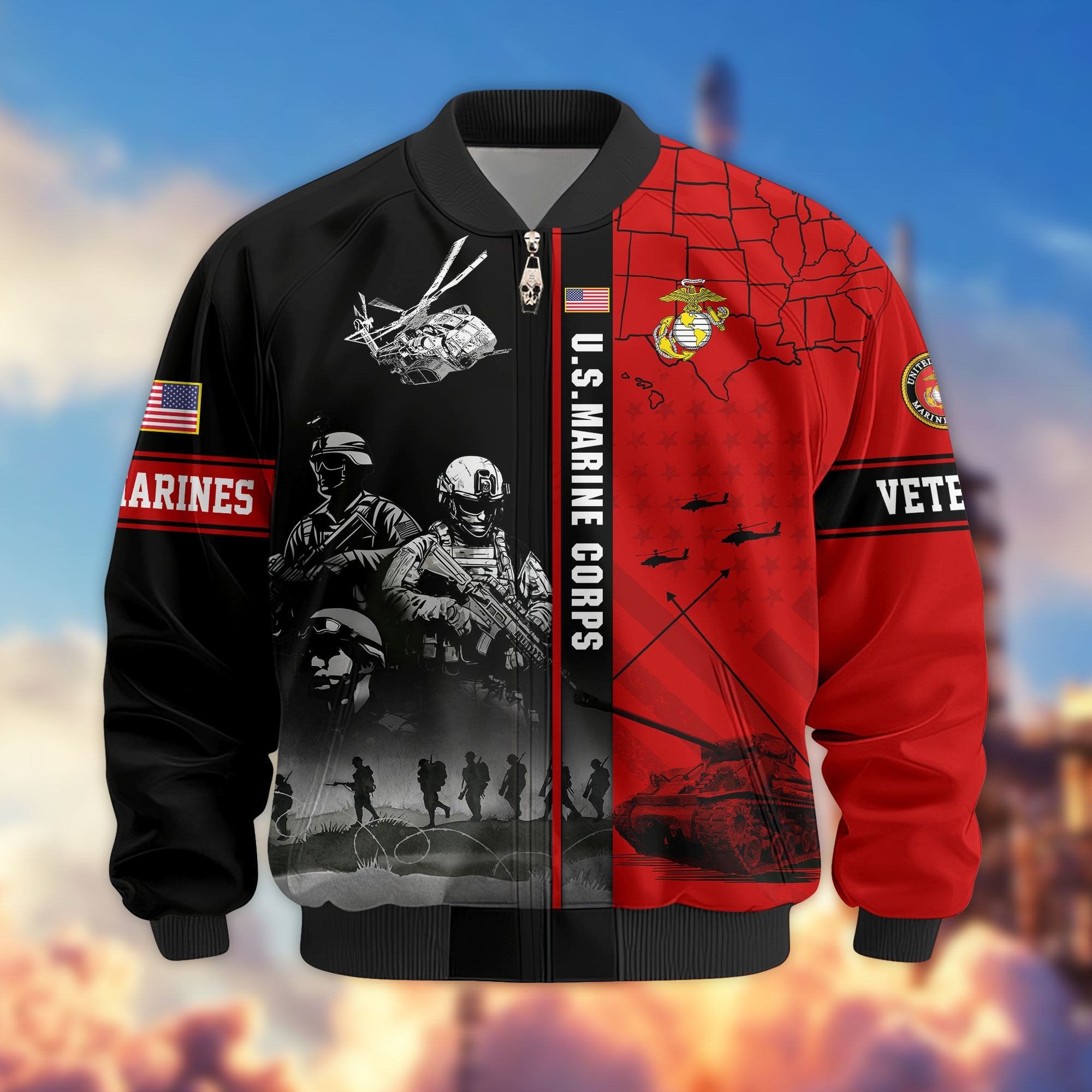 Premium US Veterans Bomber Jacket APHN241011, Gifts For US Veterans, Gifts For Veterans Day