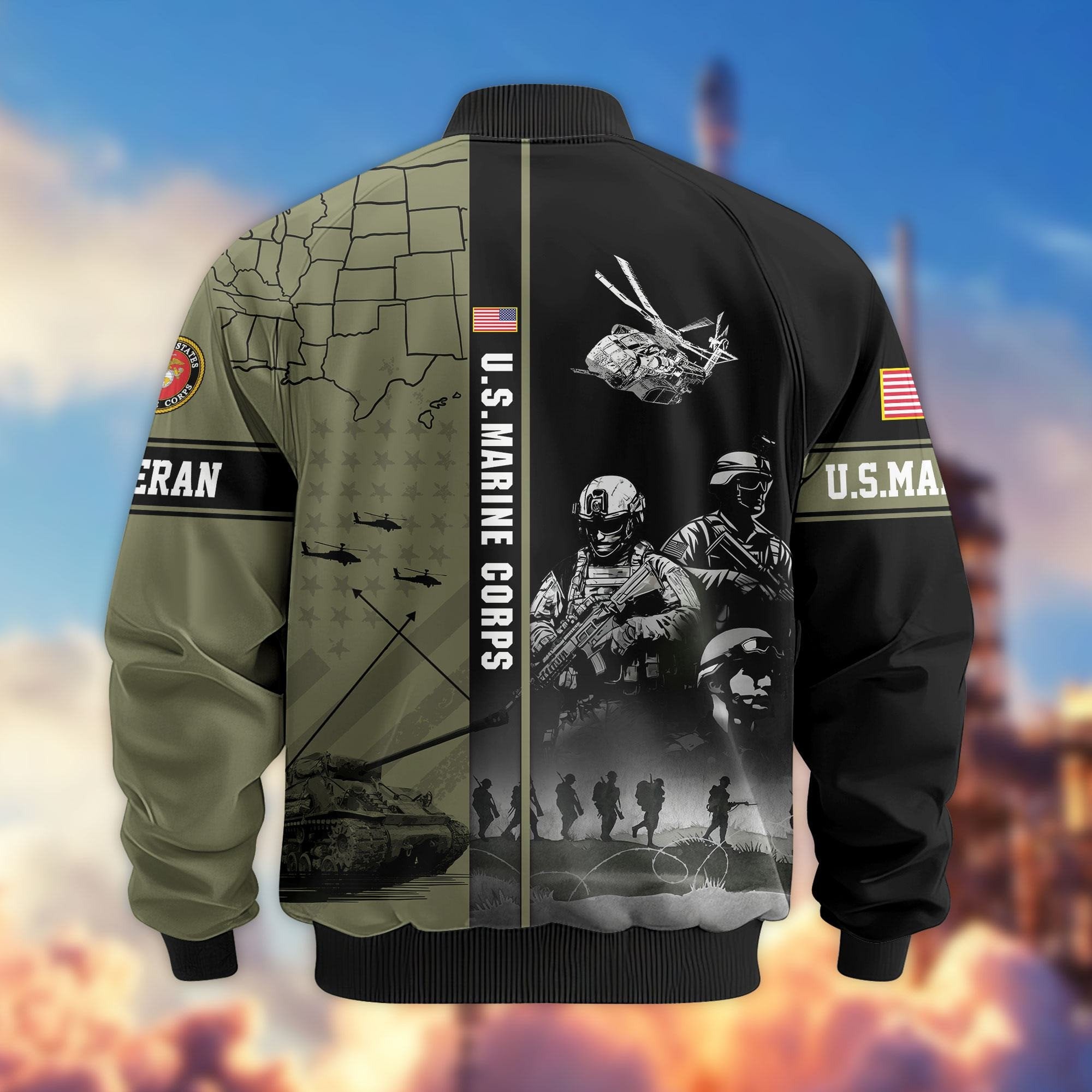 Premium US Veterans Bomber Jacket APHN241011, Gifts For US Veterans, Gifts For Veterans Day