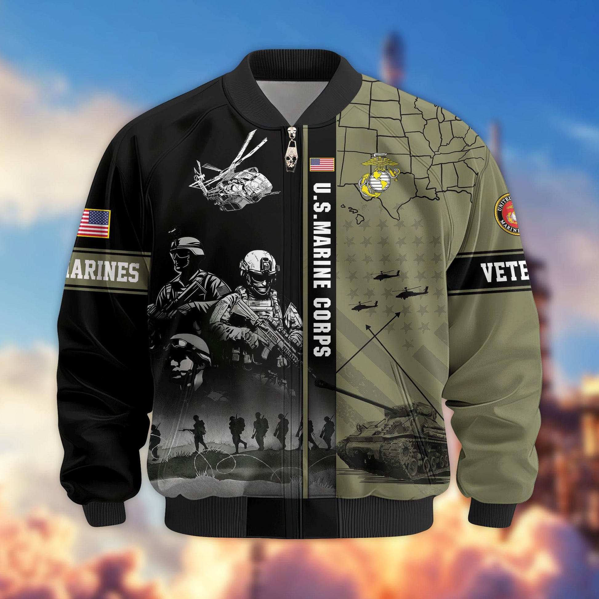 Premium US Veterans Bomber Jacket APHN241011, Gifts For US Veterans, Gifts For Veterans Day
