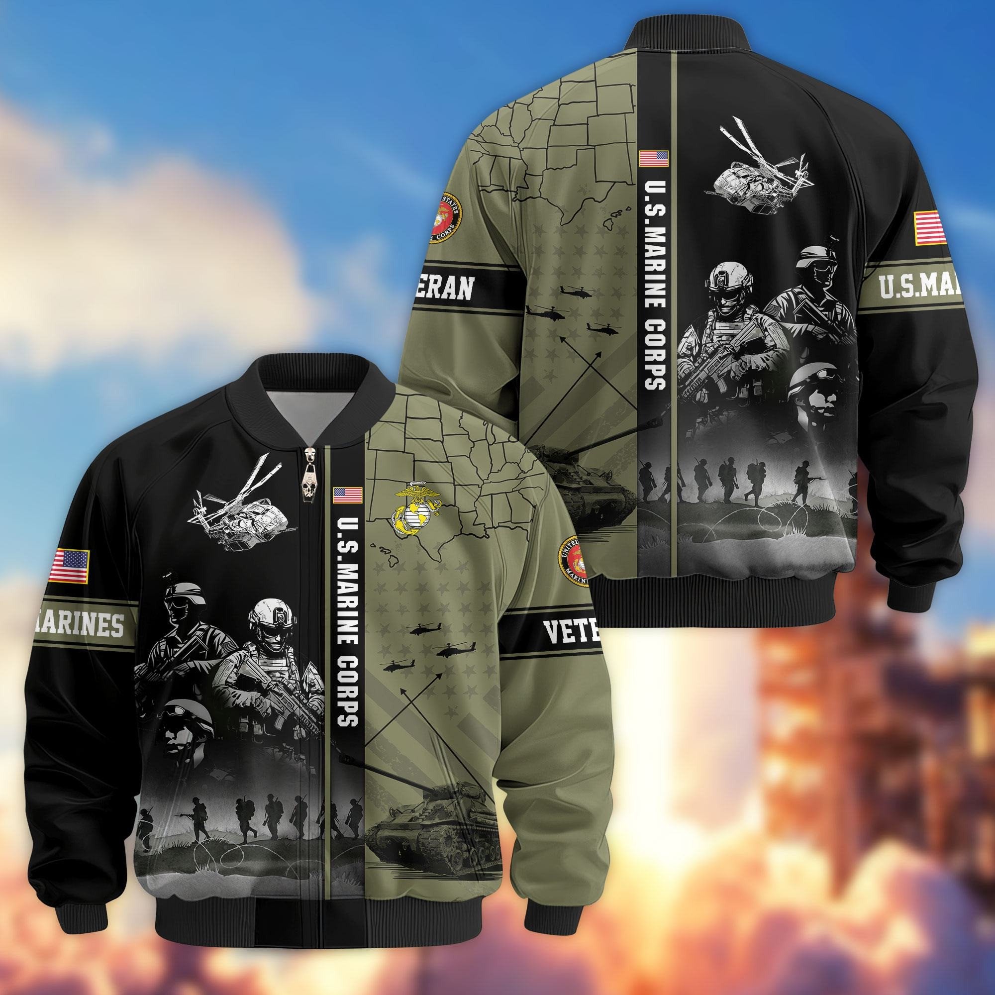 Premium US Veterans Bomber Jacket APHN241011, Gifts For US Veterans, Gifts For Veterans Day