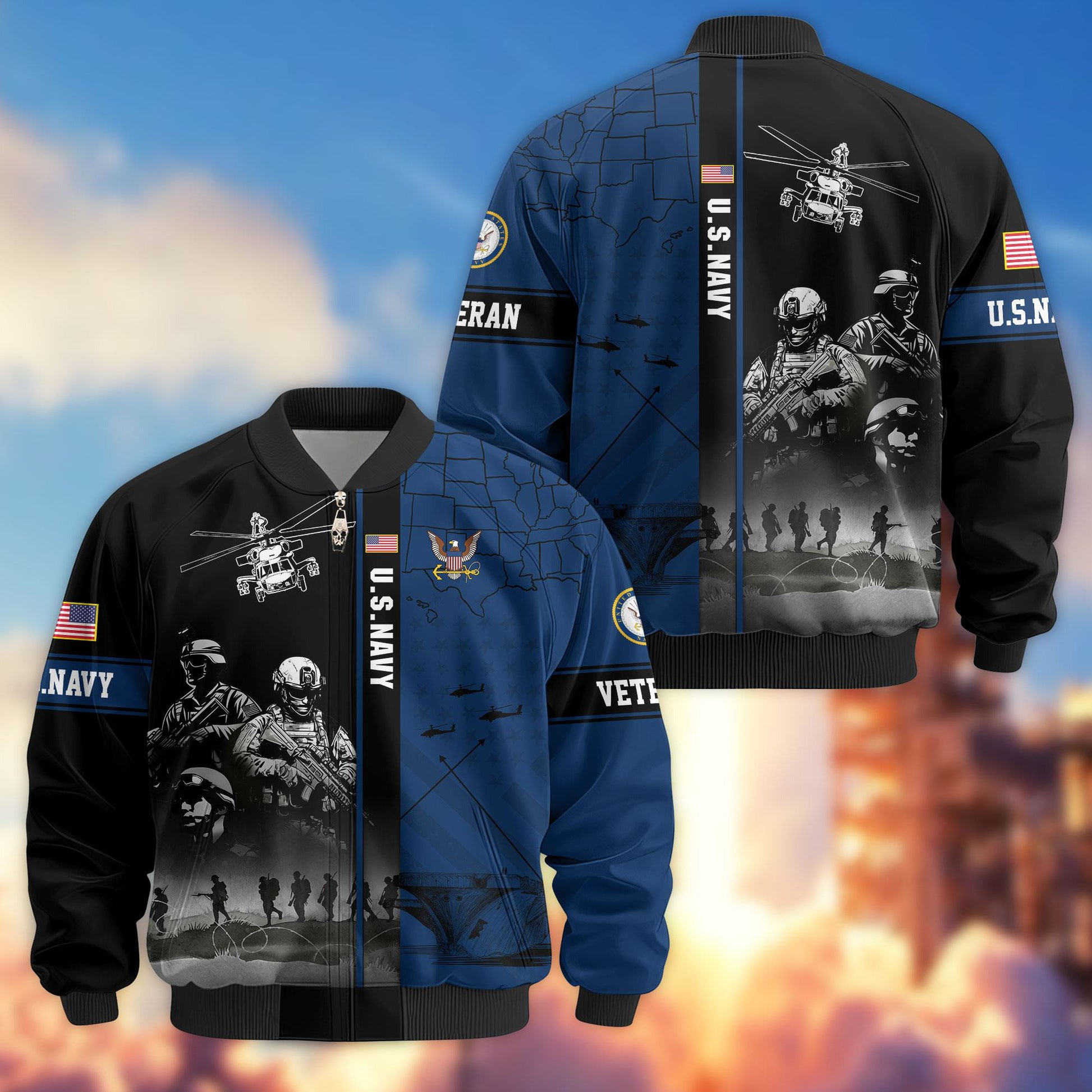 Premium US Veterans Bomber Jacket APHN241011, Gifts For US Veterans, Gifts For Veterans Day