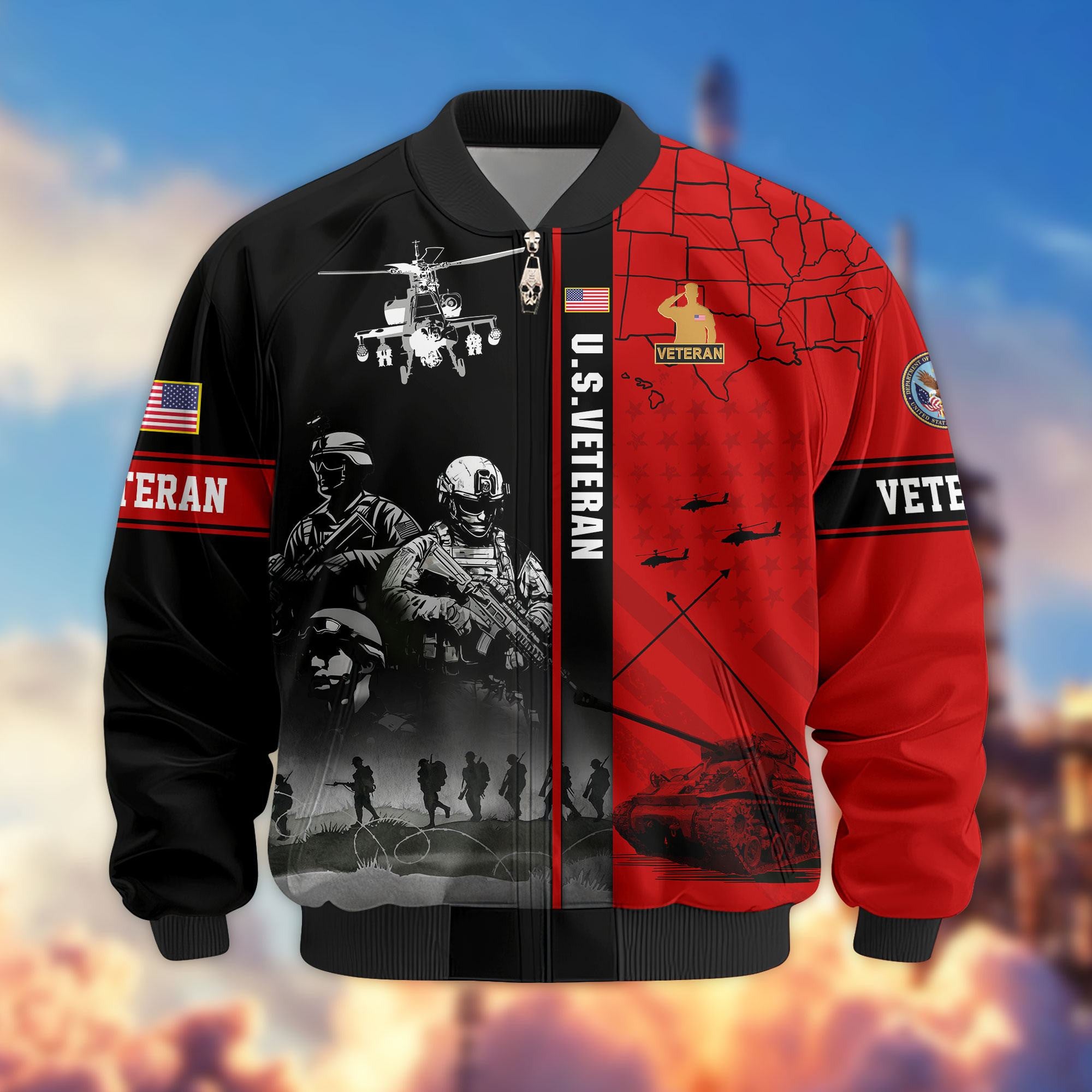 Premium US Veterans Bomber Jacket APHN241011, Gifts For US Veterans, Gifts For Veterans Day