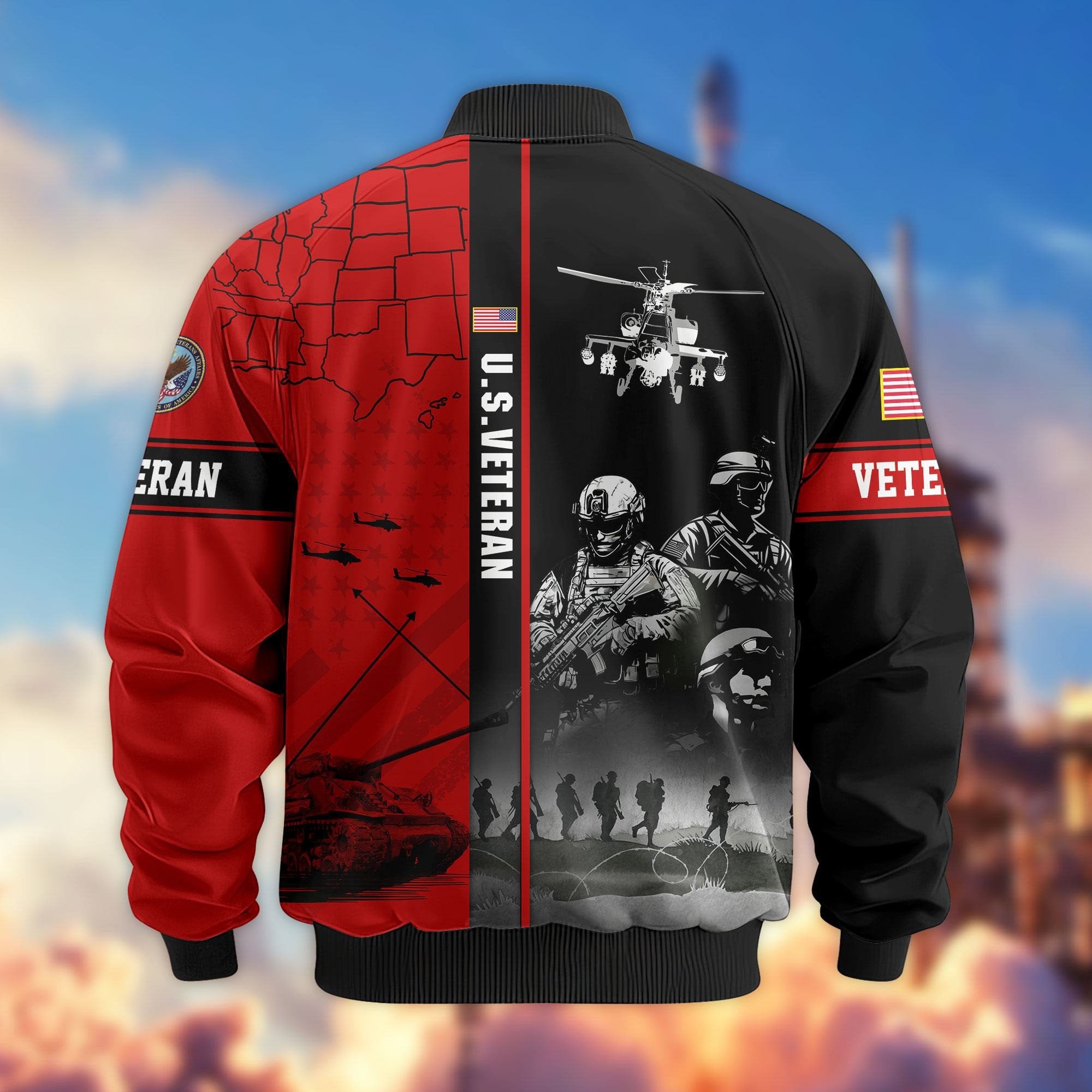 Premium US Veterans Bomber Jacket APHN241011, Gifts For US Veterans, Gifts For Veterans Day