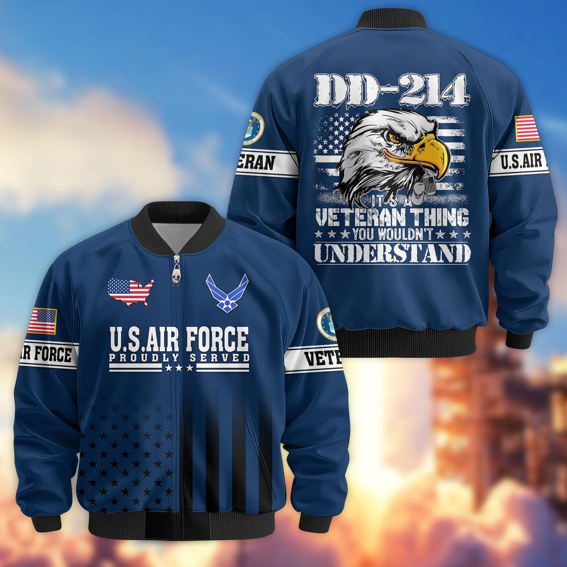 Premium US Veterans Bomber Jacket APHN231012, Gifts For US Veterans