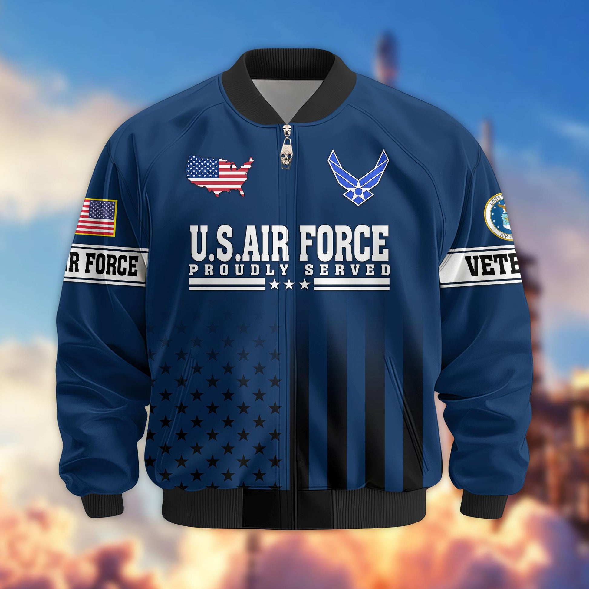 Premium US Veterans Bomber Jacket APHN231012, Gifts For US Veterans
