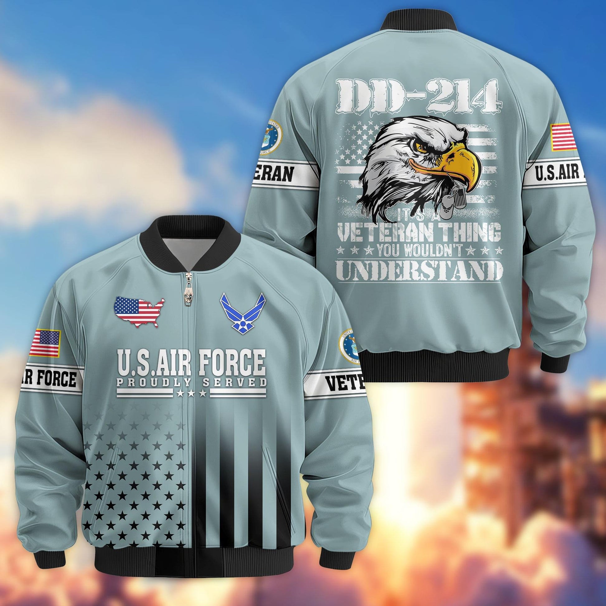 Premium US Veterans Bomber Jacket APHN231012, Gifts For US Veterans