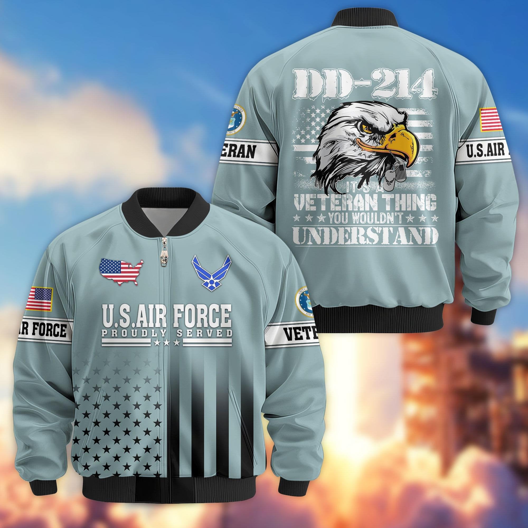 Premium US Veterans Bomber Jacket APHN231012, Gifts For US Veterans