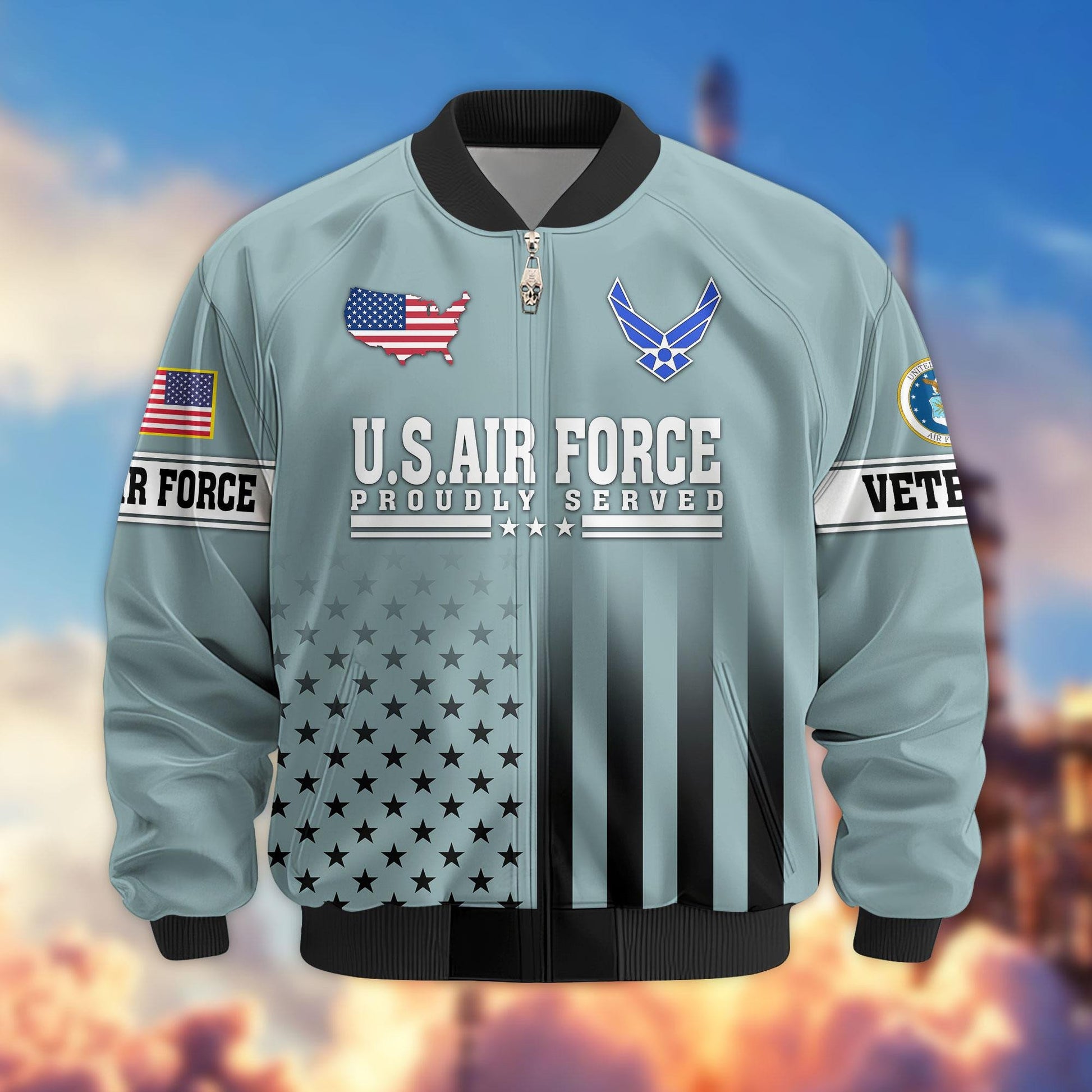 Premium US Veterans Bomber Jacket APHN231012, Gifts For US Veterans