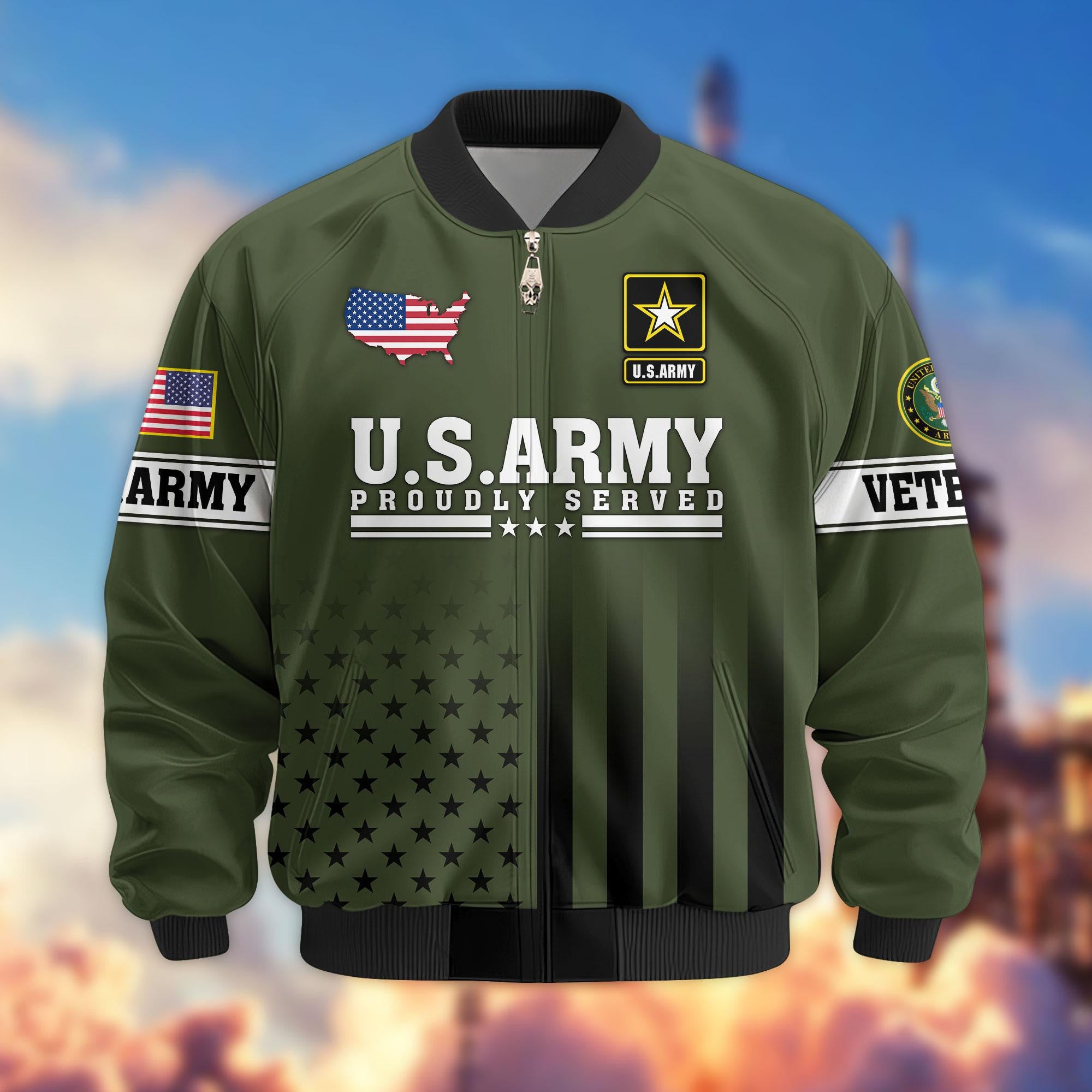 Premium US Veterans Bomber Jacket APHN231012, Gifts For US Veterans