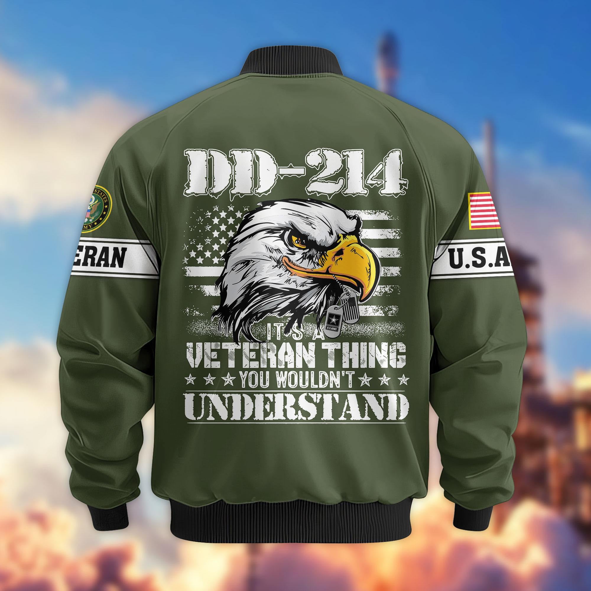 Premium US Veterans Bomber Jacket APHN231012, Gifts For US Veterans