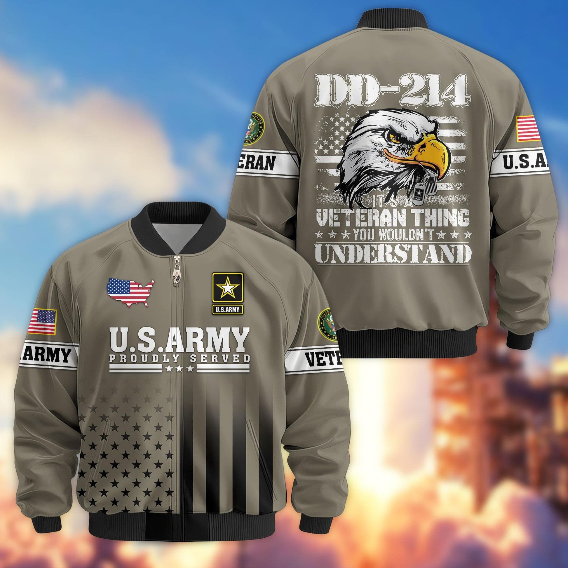 Premium US Veterans Bomber Jacket APHN231012, Gifts For US Veterans