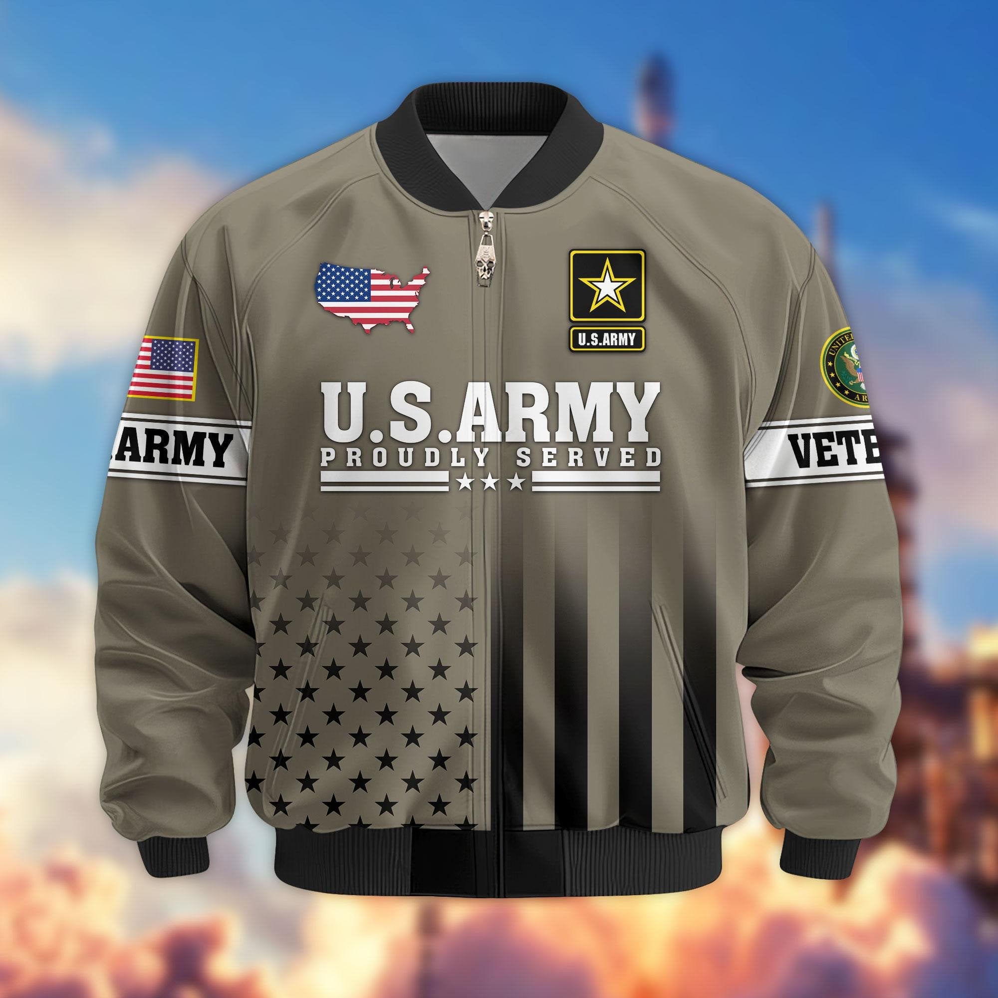 Premium US Veterans Bomber Jacket APHN231012, Gifts For US Veterans