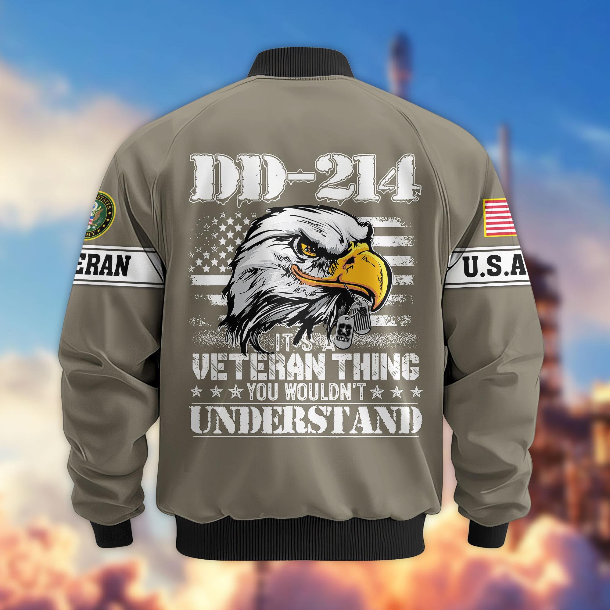 Premium US Veterans Bomber Jacket APHN231012, Gifts For US Veterans