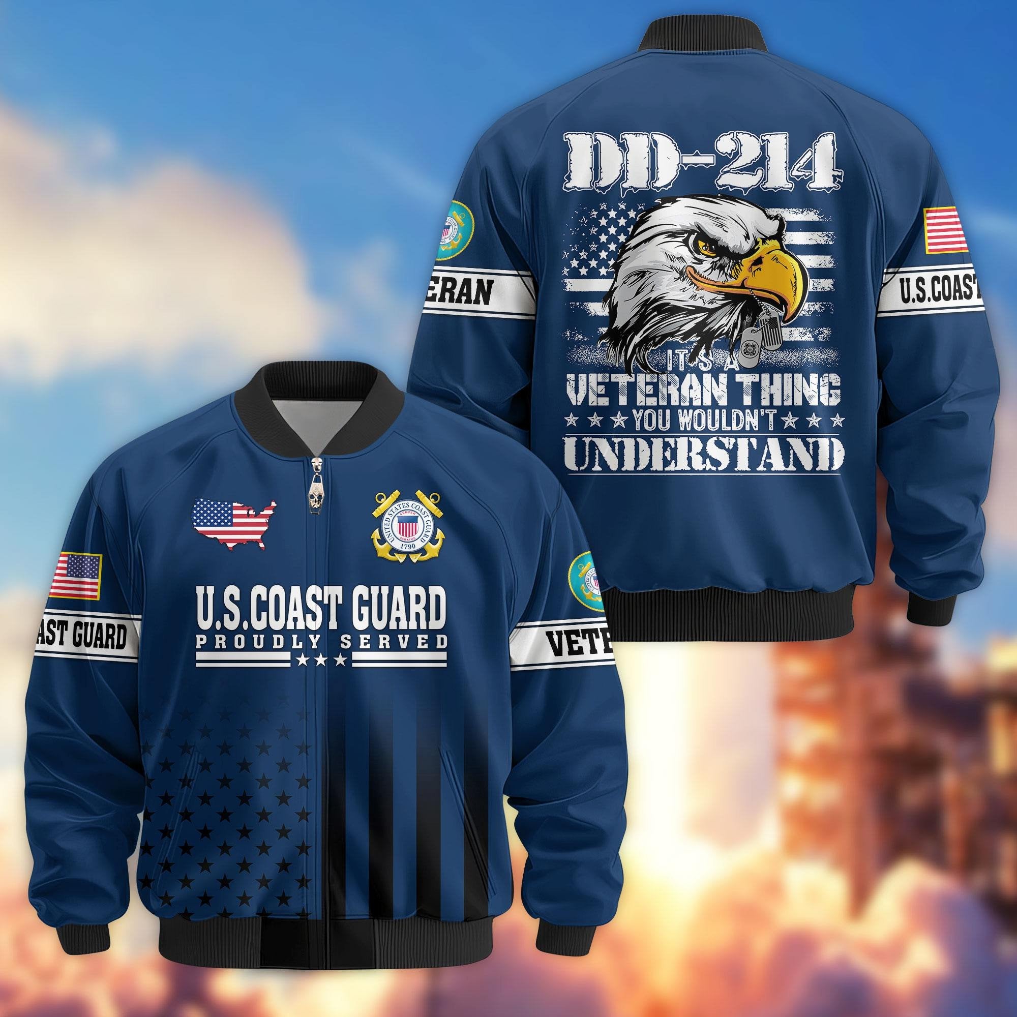 Premium US Veterans Bomber Jacket APHN231012, Gifts For US Veterans