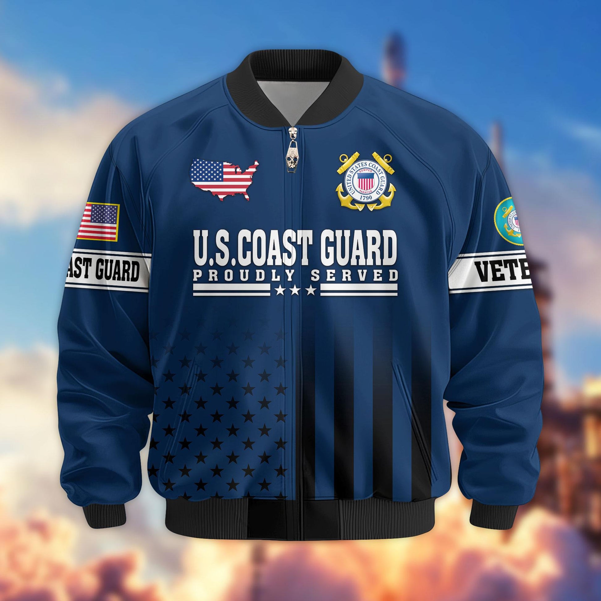 Premium US Veterans Bomber Jacket APHN231012, Gifts For US Veterans