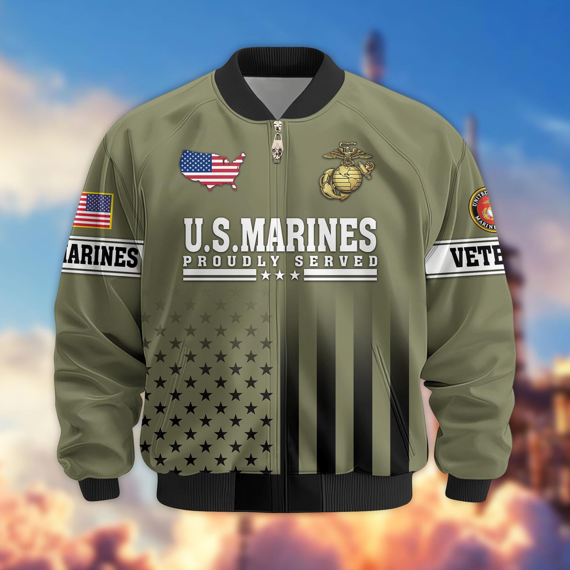 Premium US Veterans Bomber Jacket APHN231012, Gifts For US Veterans
