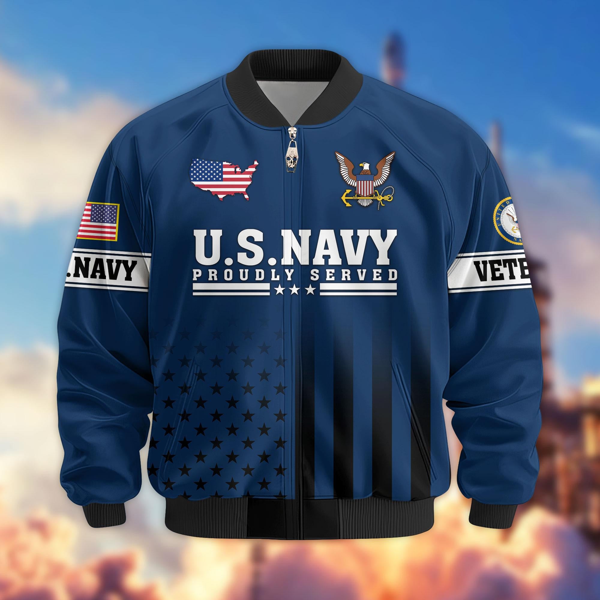 Premium US Veterans Bomber Jacket APHN231012, Gifts For US Veterans