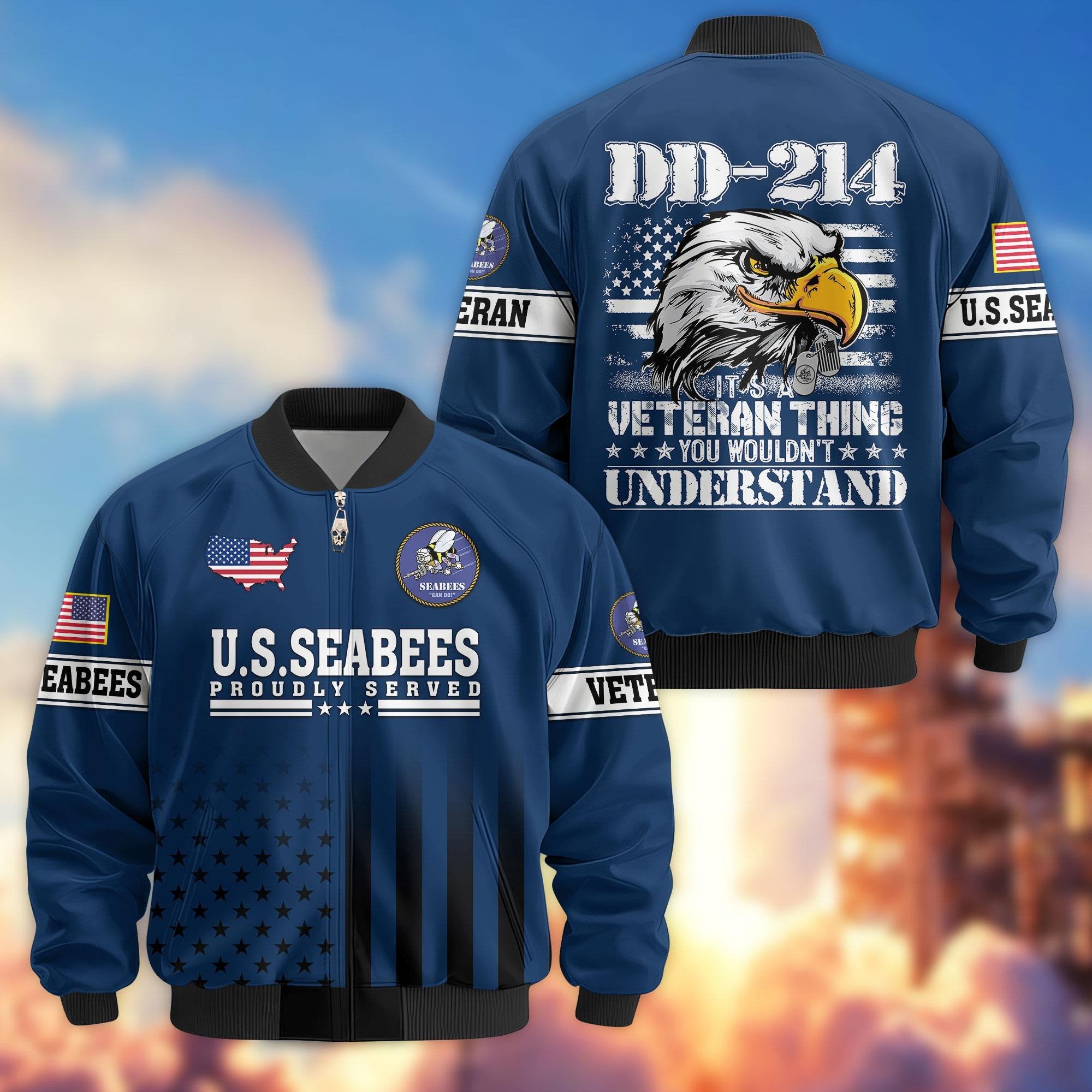 Premium US Veterans Bomber Jacket APHN231012, Gifts For US Veterans