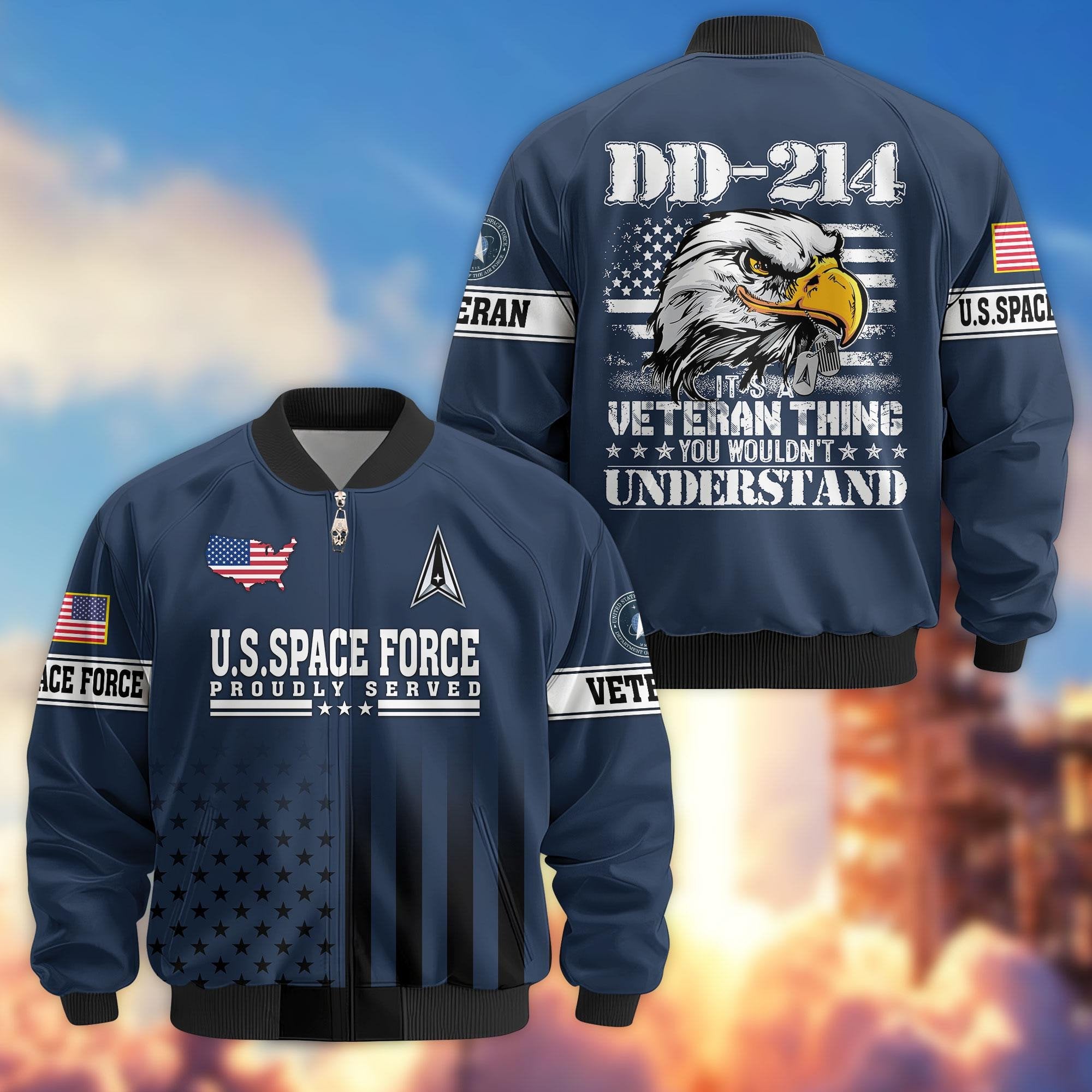 Premium US Veterans Bomber Jacket APHN231012, Gifts For US Veterans