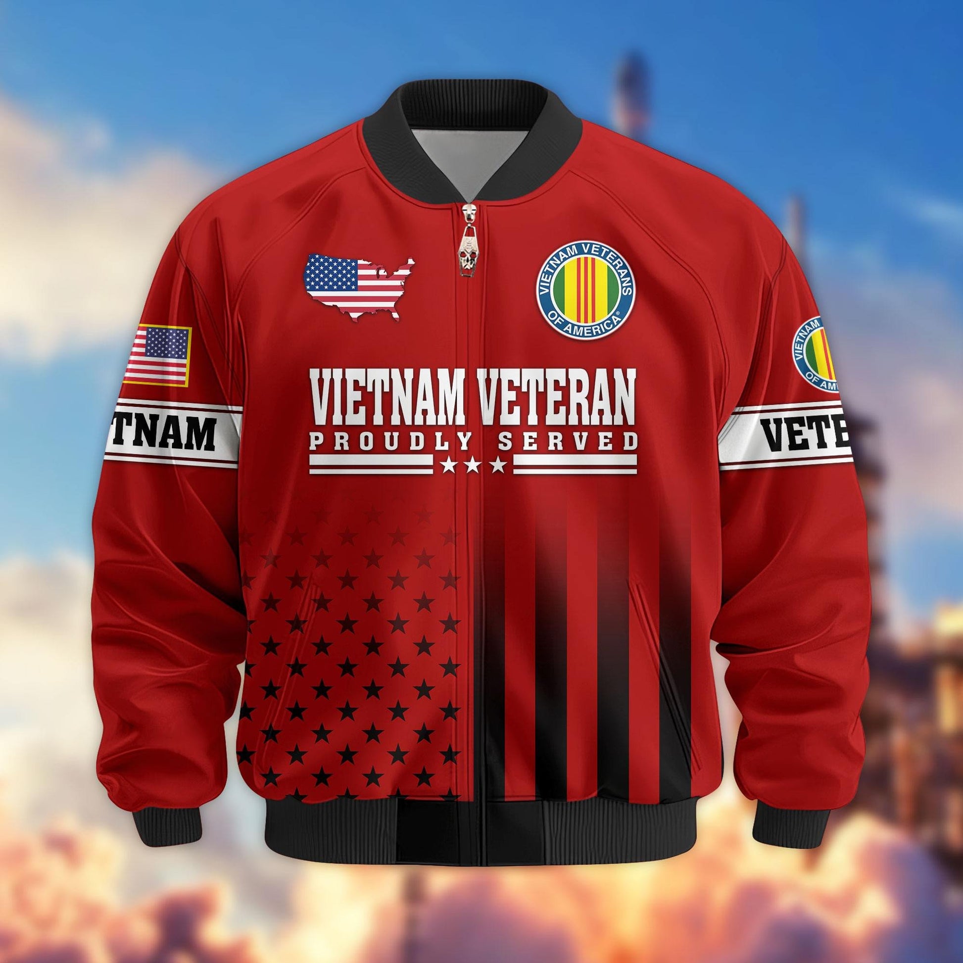 Premium US Veterans Bomber Jacket APHN231012, Gifts For US Veterans