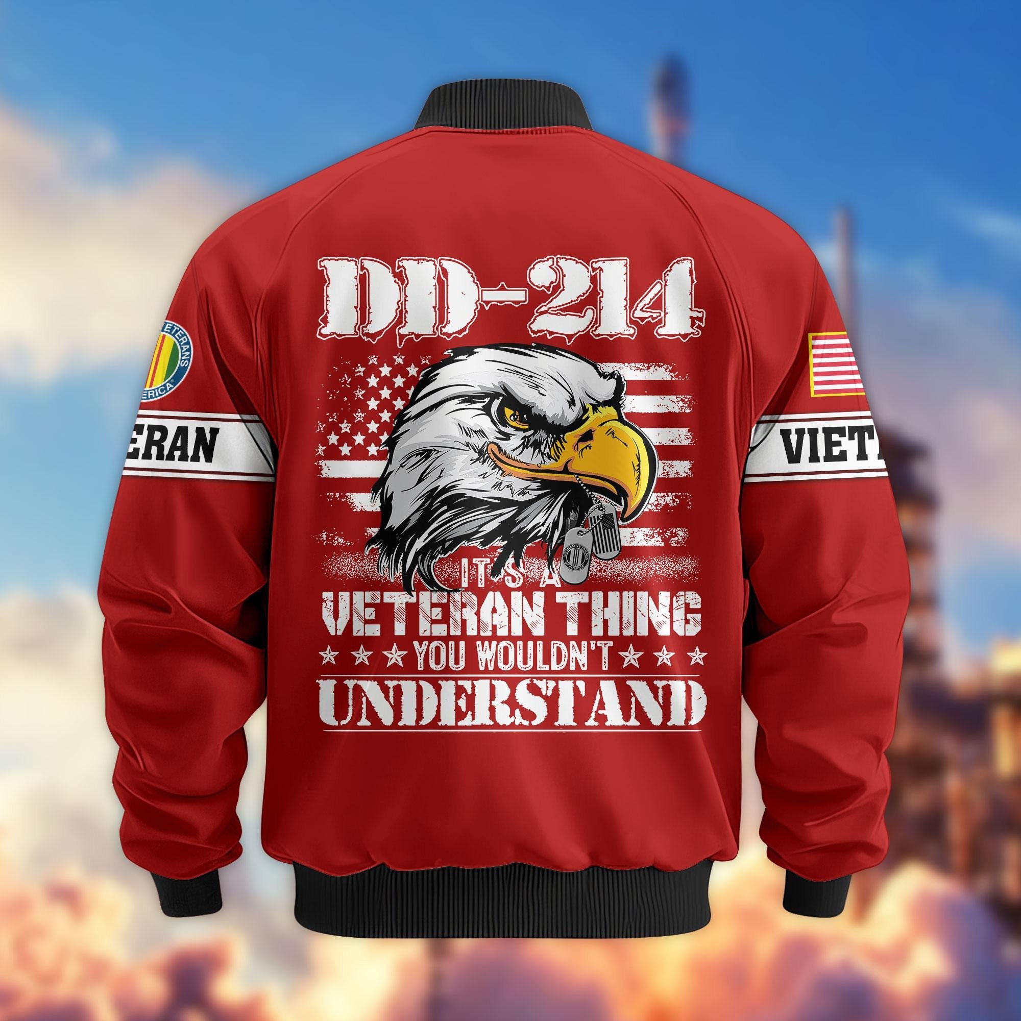 Premium US Veterans Bomber Jacket APHN231012, Gifts For US Veterans