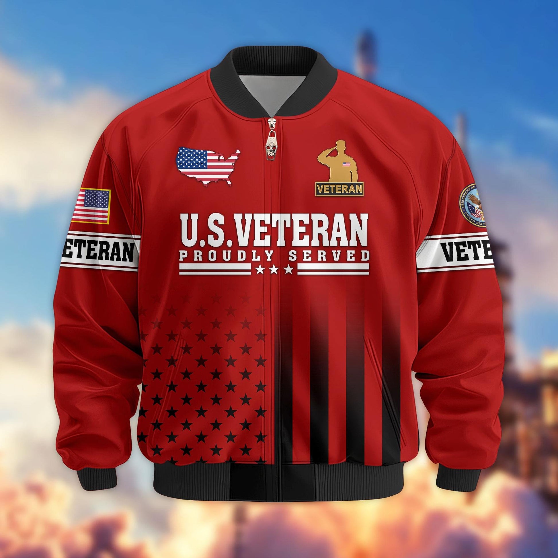 Premium US Veterans Bomber Jacket APHN231012, Gifts For US Veterans