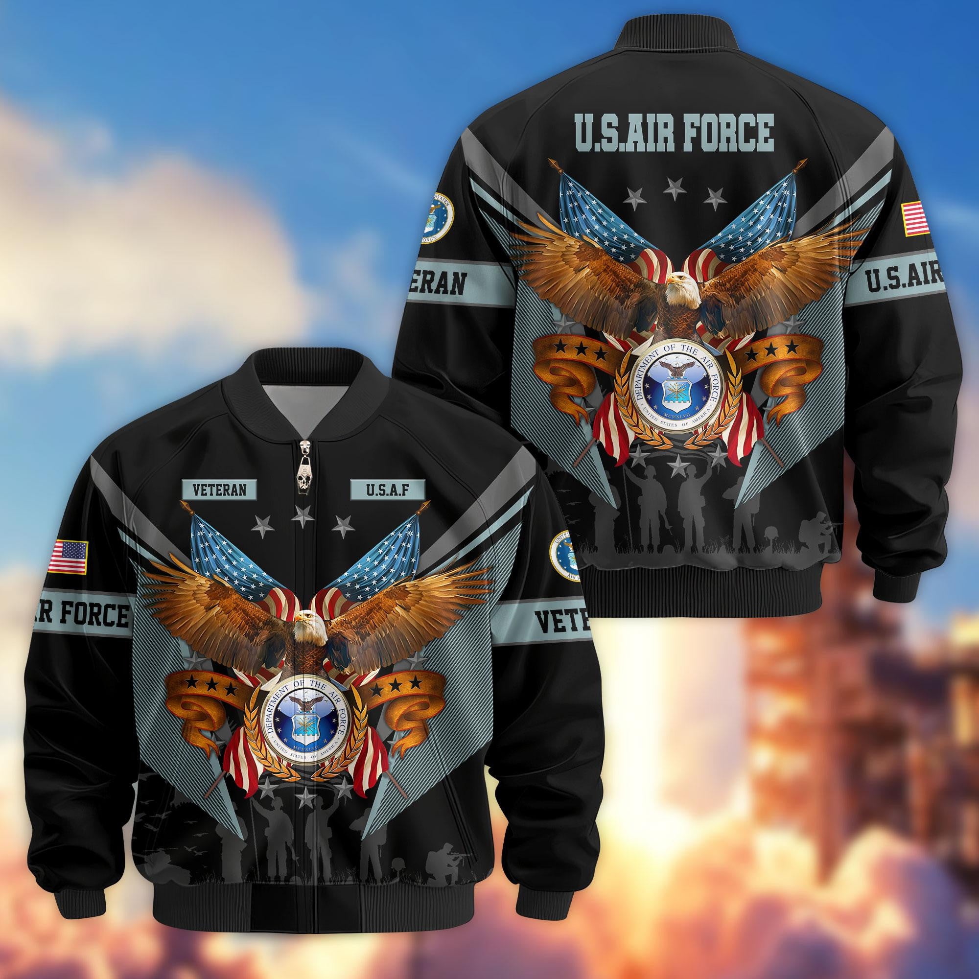Premium US Veterans Bomber Jacket APHN291011, Gifts For US Veterans