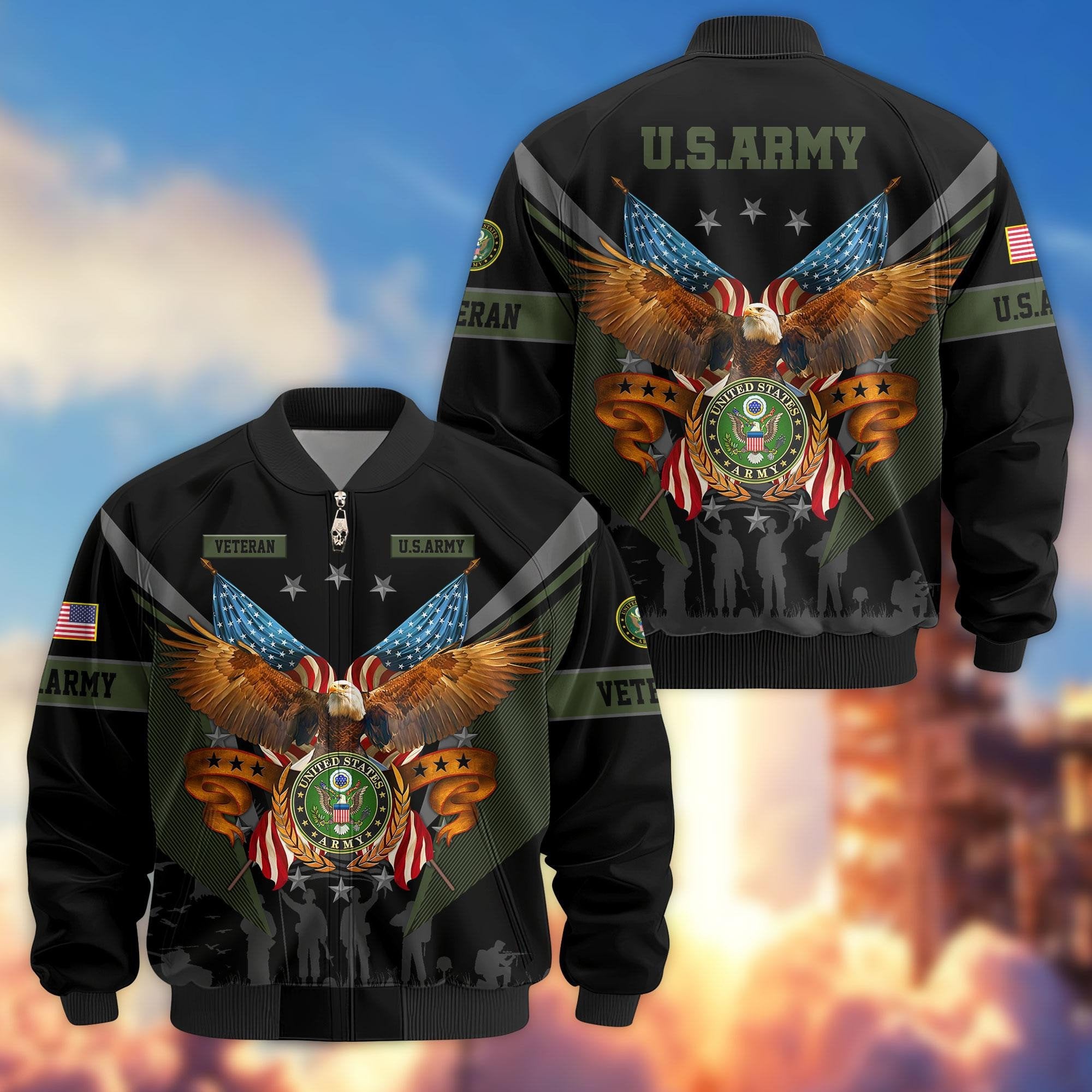 Premium US Veterans Bomber Jacket APHN291011, Gifts For US Veterans