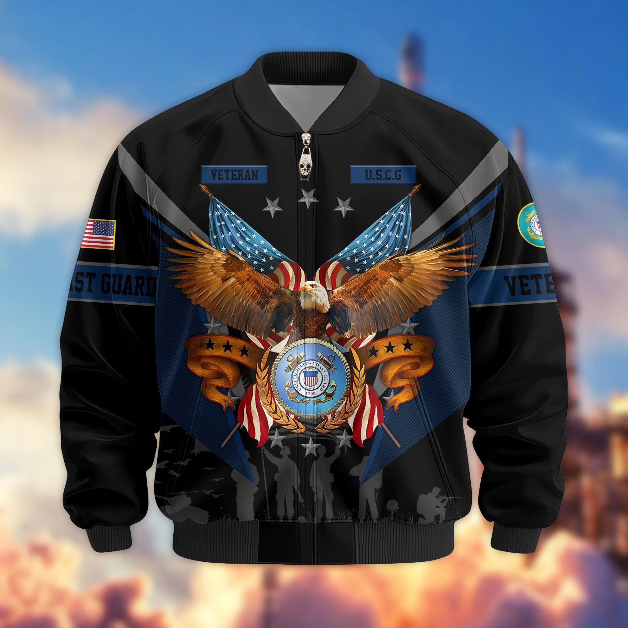 Premium US Veterans Bomber Jacket APHN291011, Gifts For US Veterans