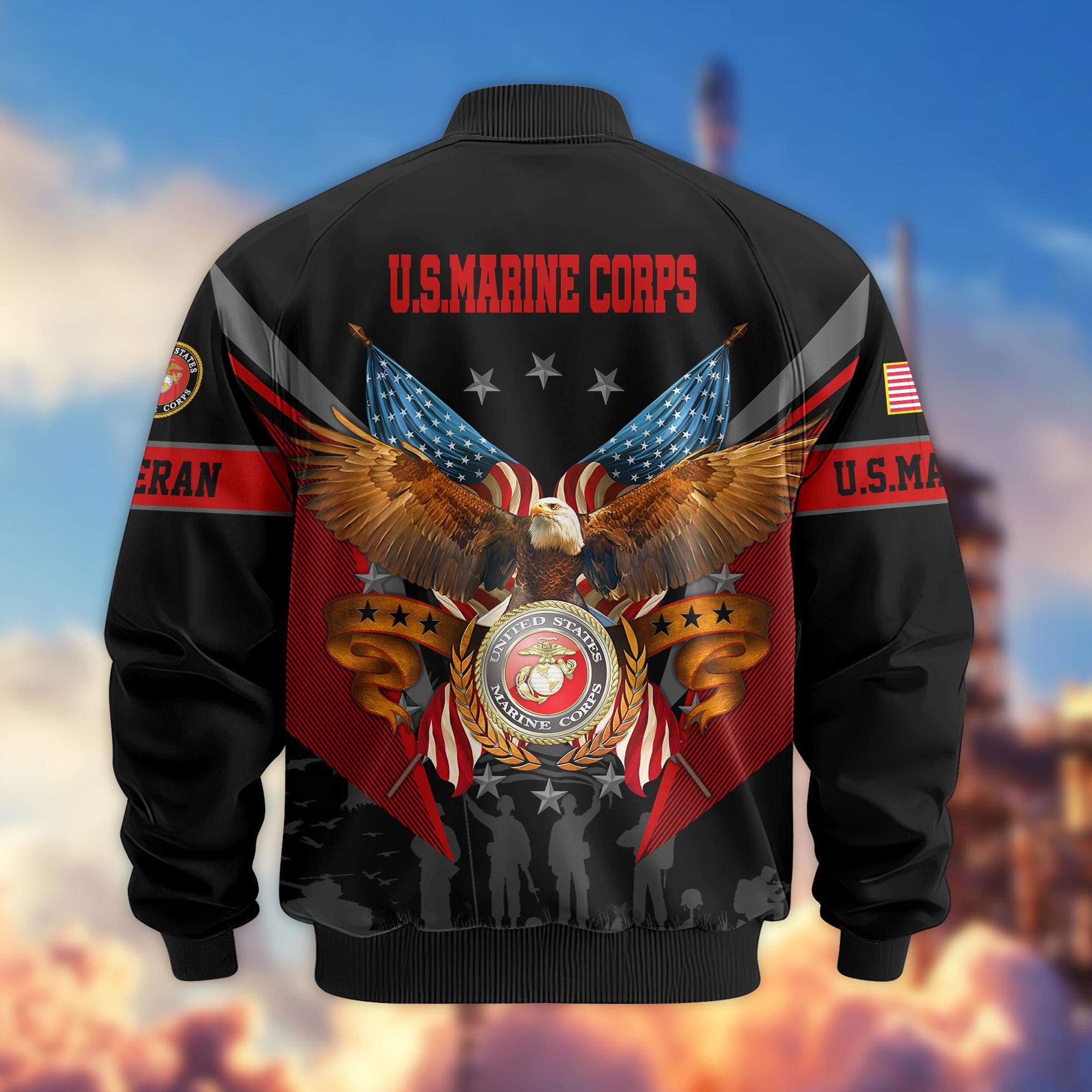 Premium US Veterans Bomber Jacket APHN291011, Gifts For US Veterans
