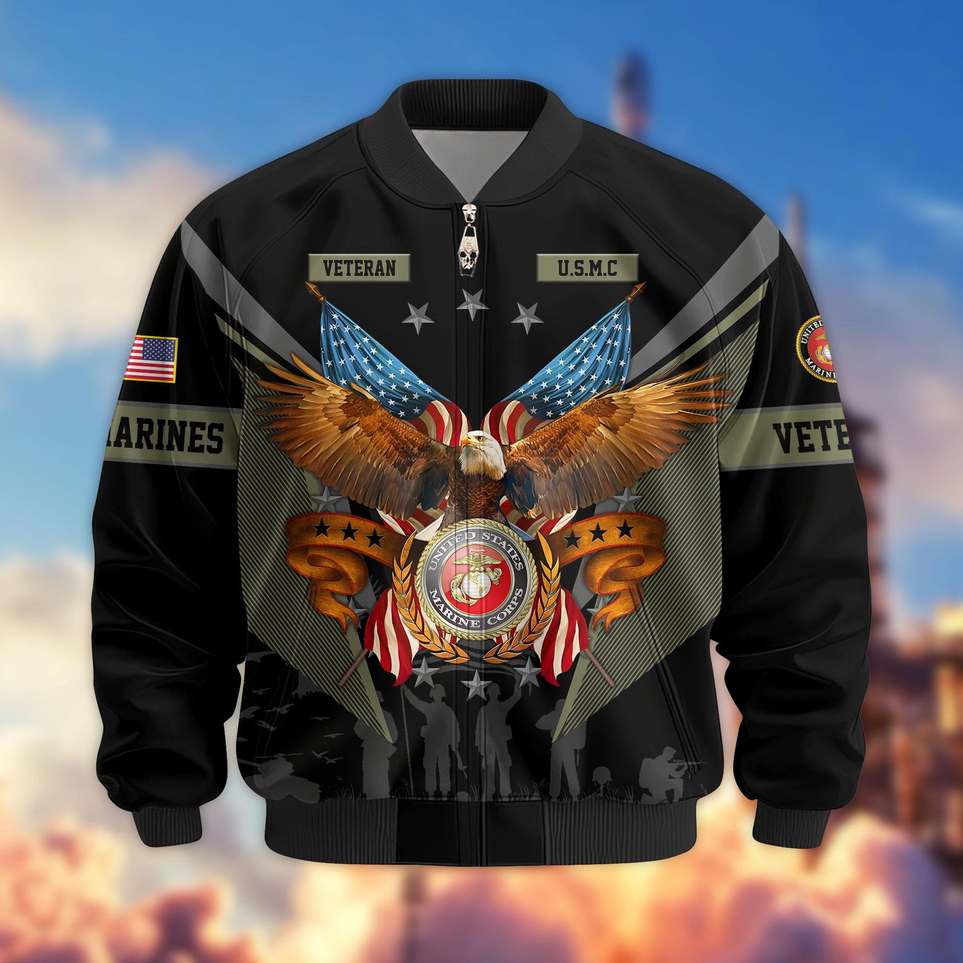Premium US Veterans Bomber Jacket APHN291011, Gifts For US Veterans