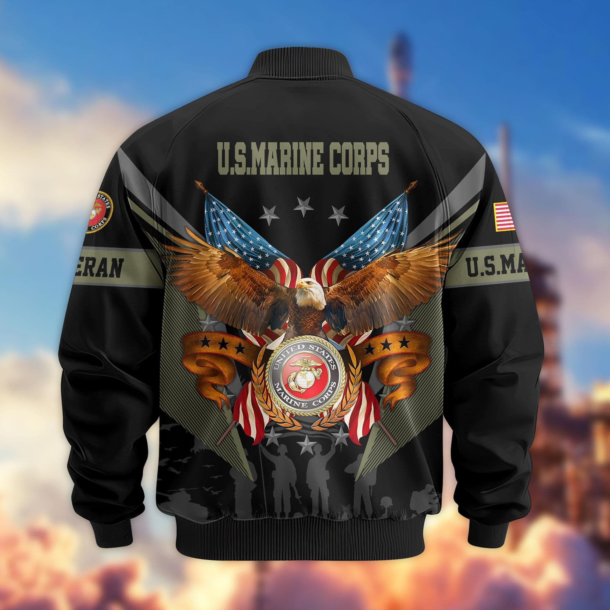 Premium US Veterans Bomber Jacket APHN291011, Gifts For US Veterans