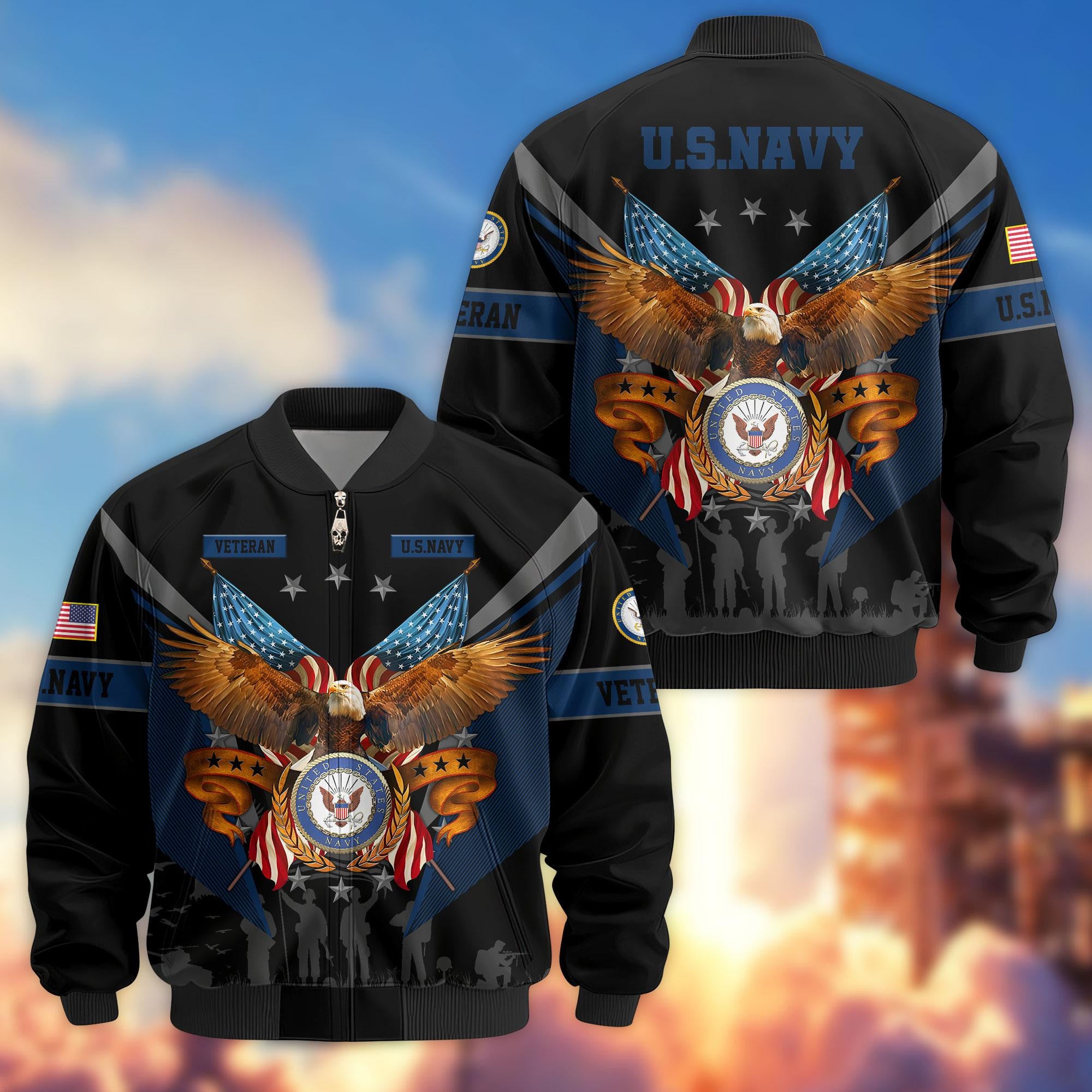 Premium US Veterans Bomber Jacket APHN291011, Gifts For US Veterans