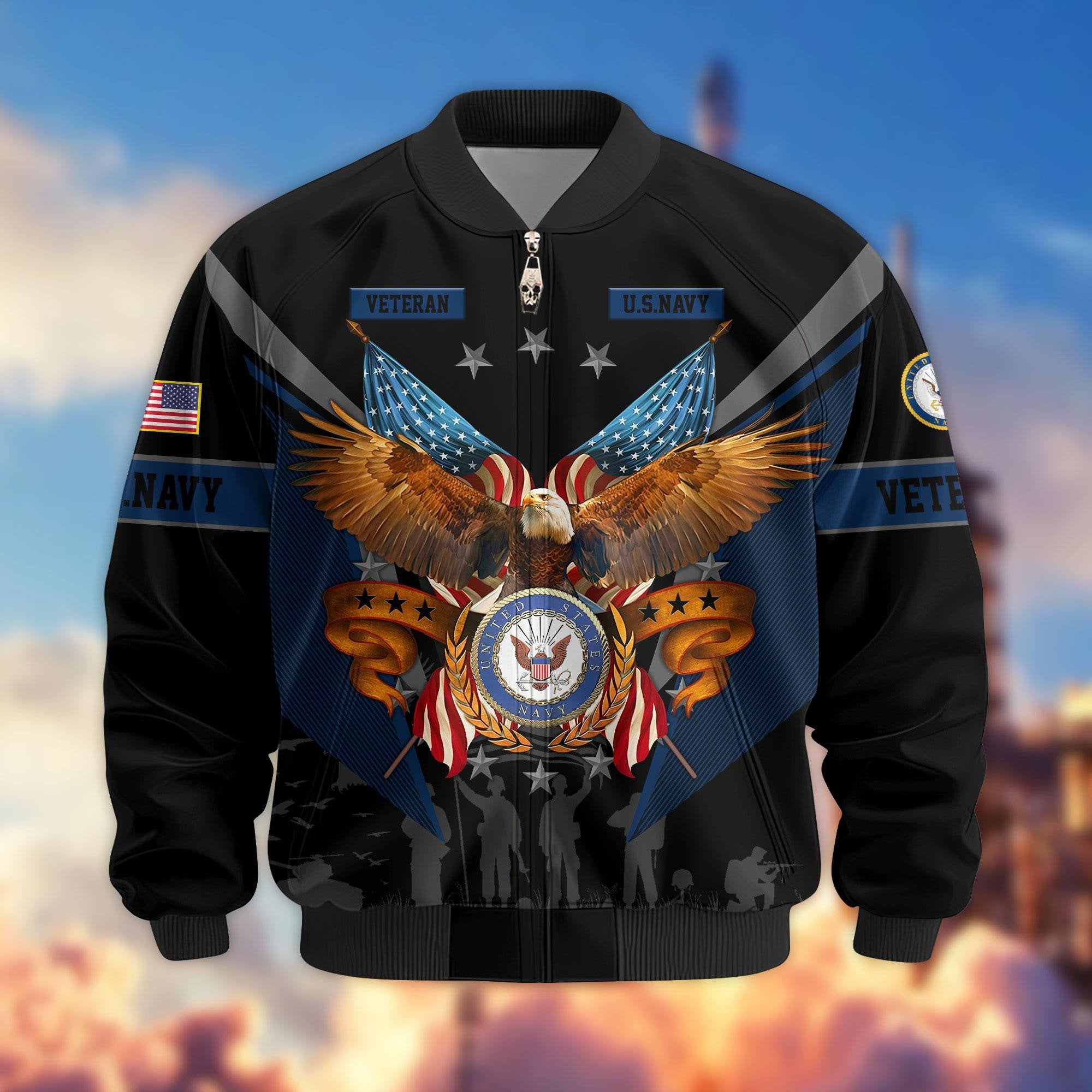 Premium US Veterans Bomber Jacket APHN291011, Gifts For US Veterans