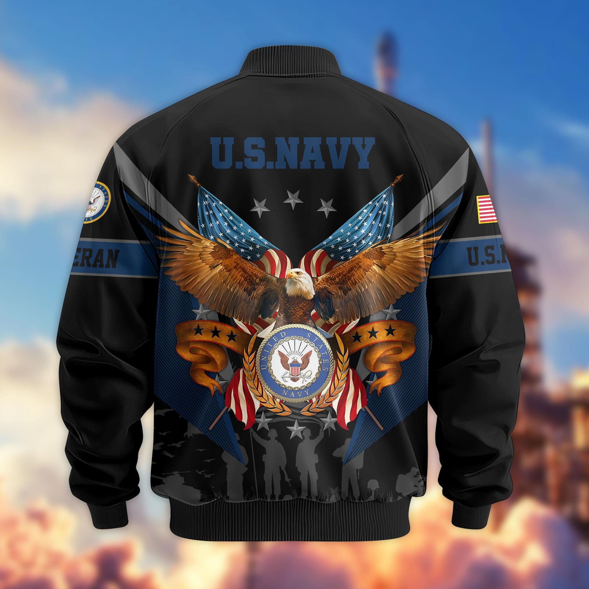 Premium US Veterans Bomber Jacket APHN291011, Gifts For US Veterans