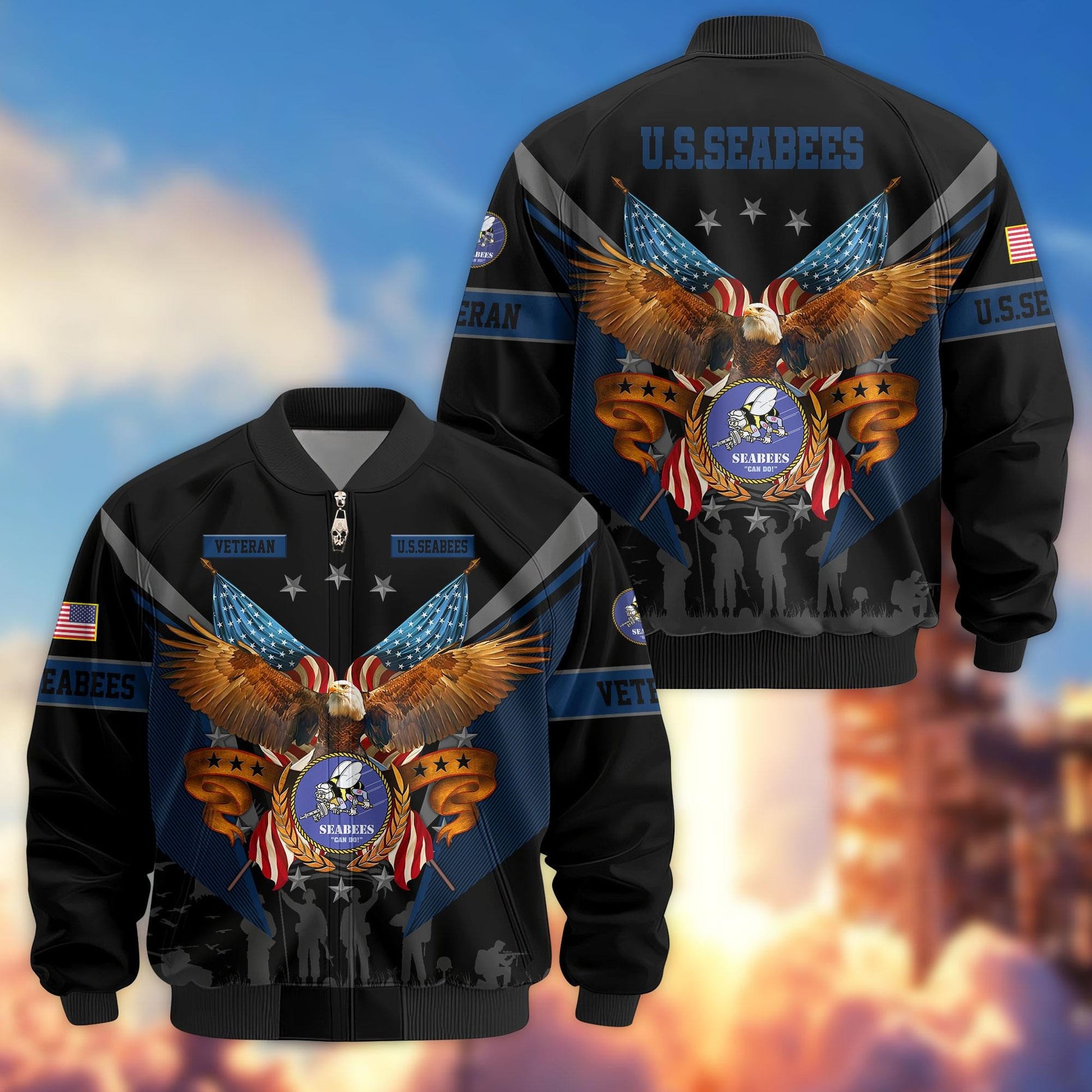 Premium US Veterans Bomber Jacket APHN291011, Gifts For US Veterans