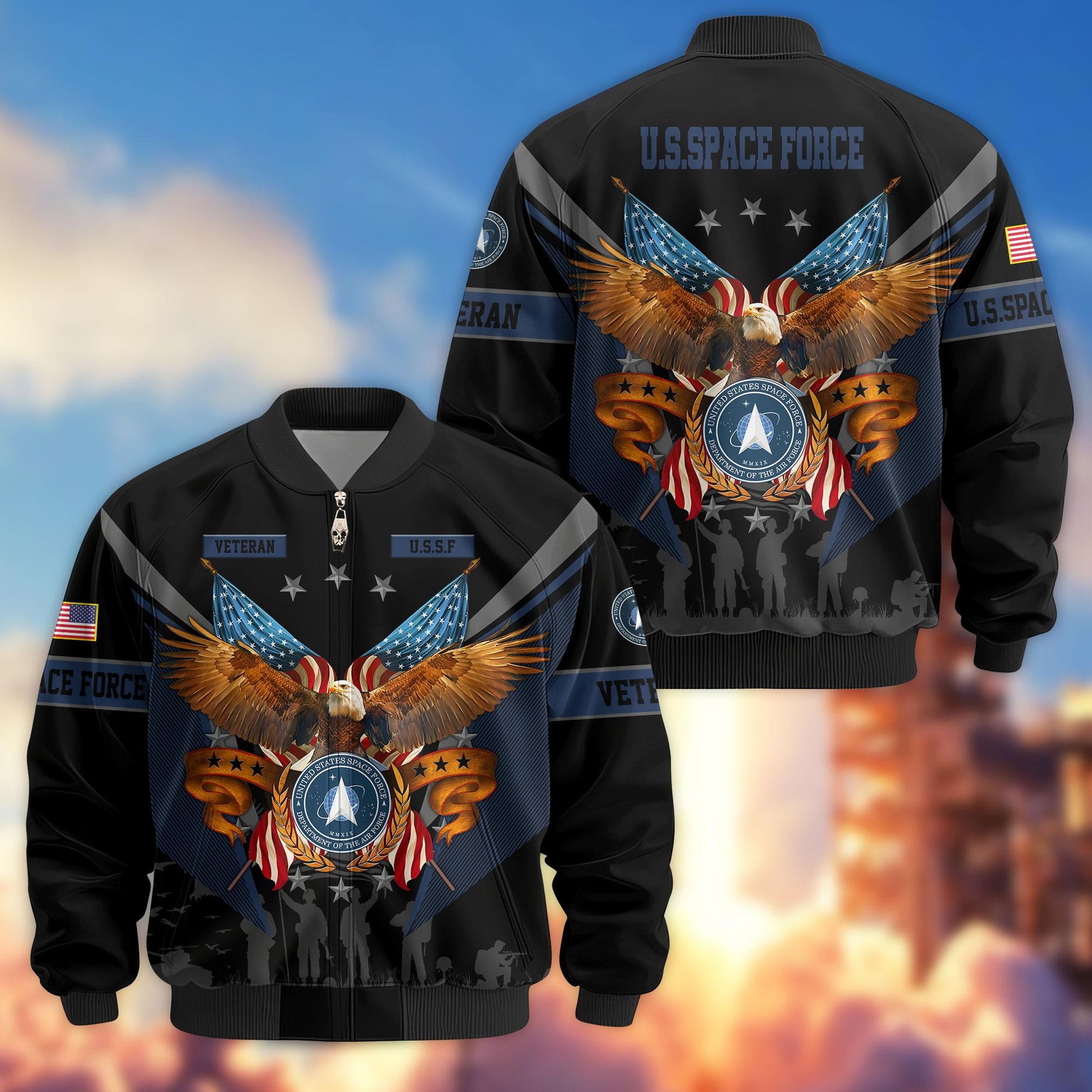 Premium US Veterans Bomber Jacket APHN291011, Gifts For US Veterans