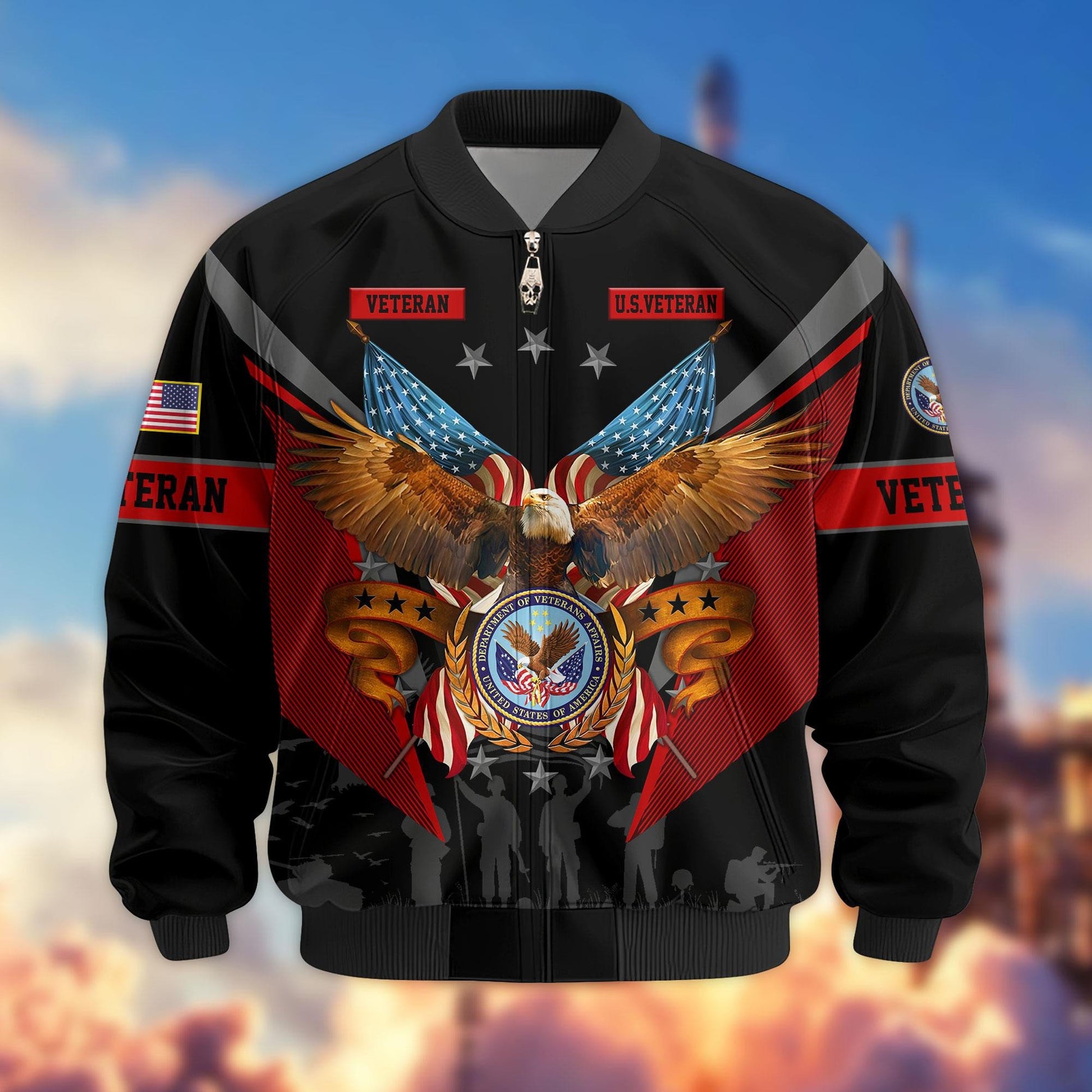 Premium US Veterans Bomber Jacket APHN291011, Gifts For US Veterans