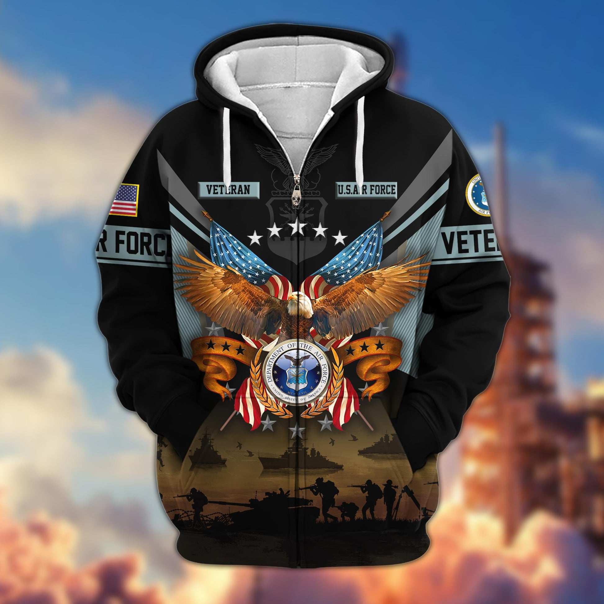Premium US Veterans Zip Hoodie BPVC311001, Gifts For US Veterans