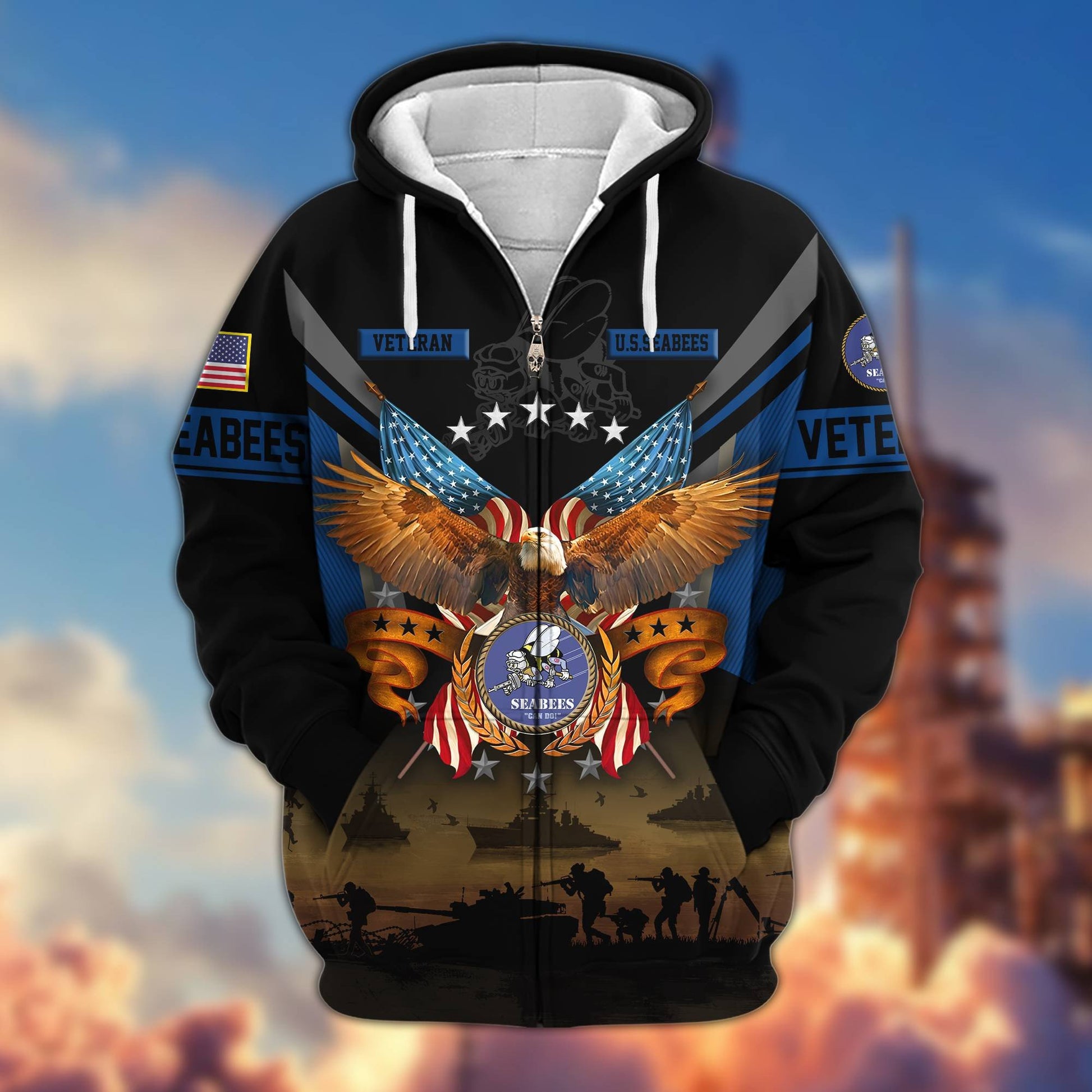 Premium US Veterans Zip Hoodie BPVC311001, Gifts For US Veterans