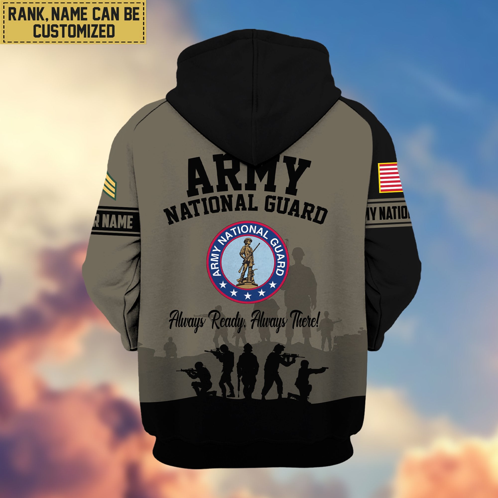 Premium Custom Name, Rank Army National Guard Veteran Zip Hoodie VPVC606008, Gifts For Army National Guard Veteran