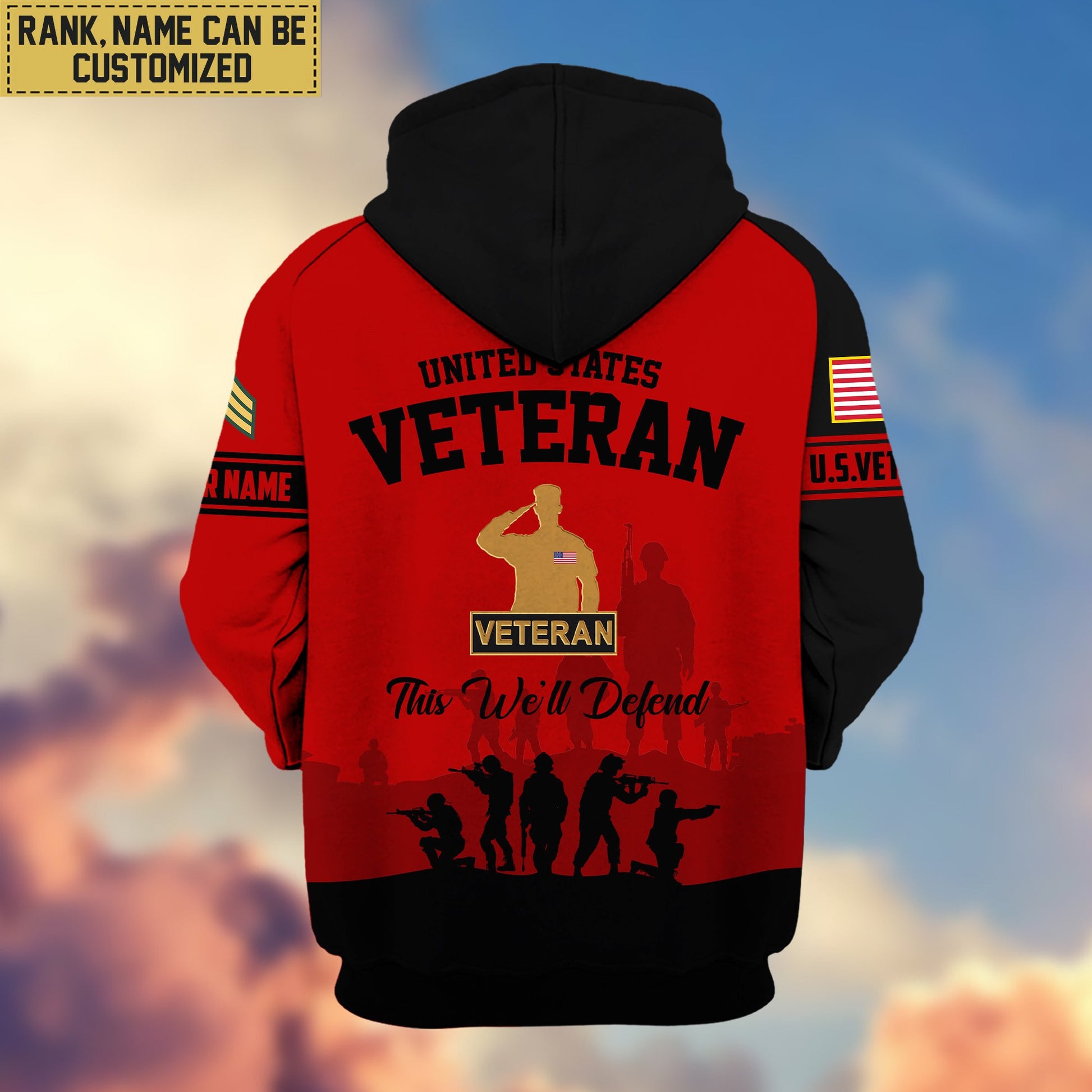 Premium Custom Name, Rank US Veteran Zip Hoodie VPVC606007, Gifts For US Veteran