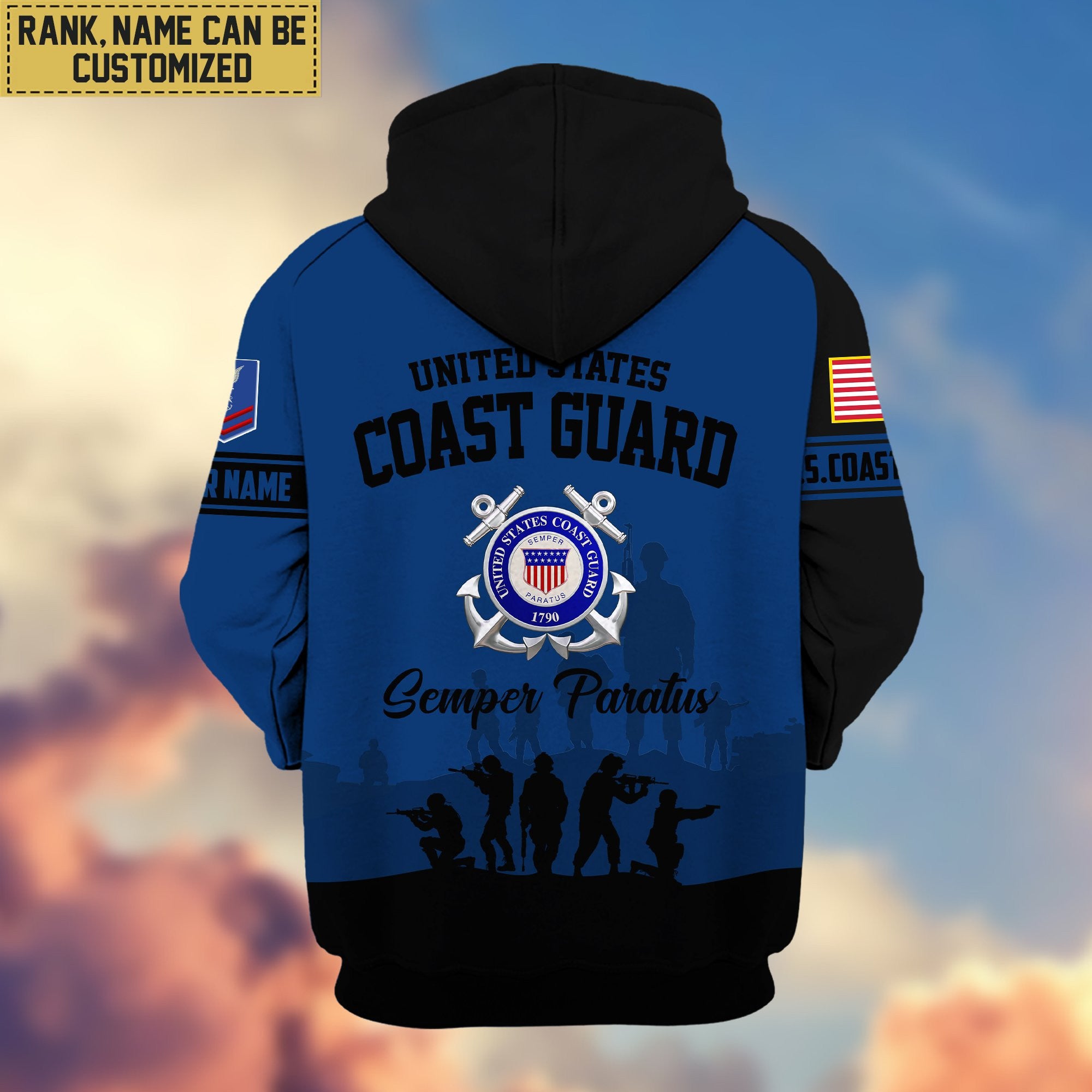 Premium Custom Name, Rank USCG Veteran Zip Hoodie VPVC606005, Gifts For Coast Guard Veteran