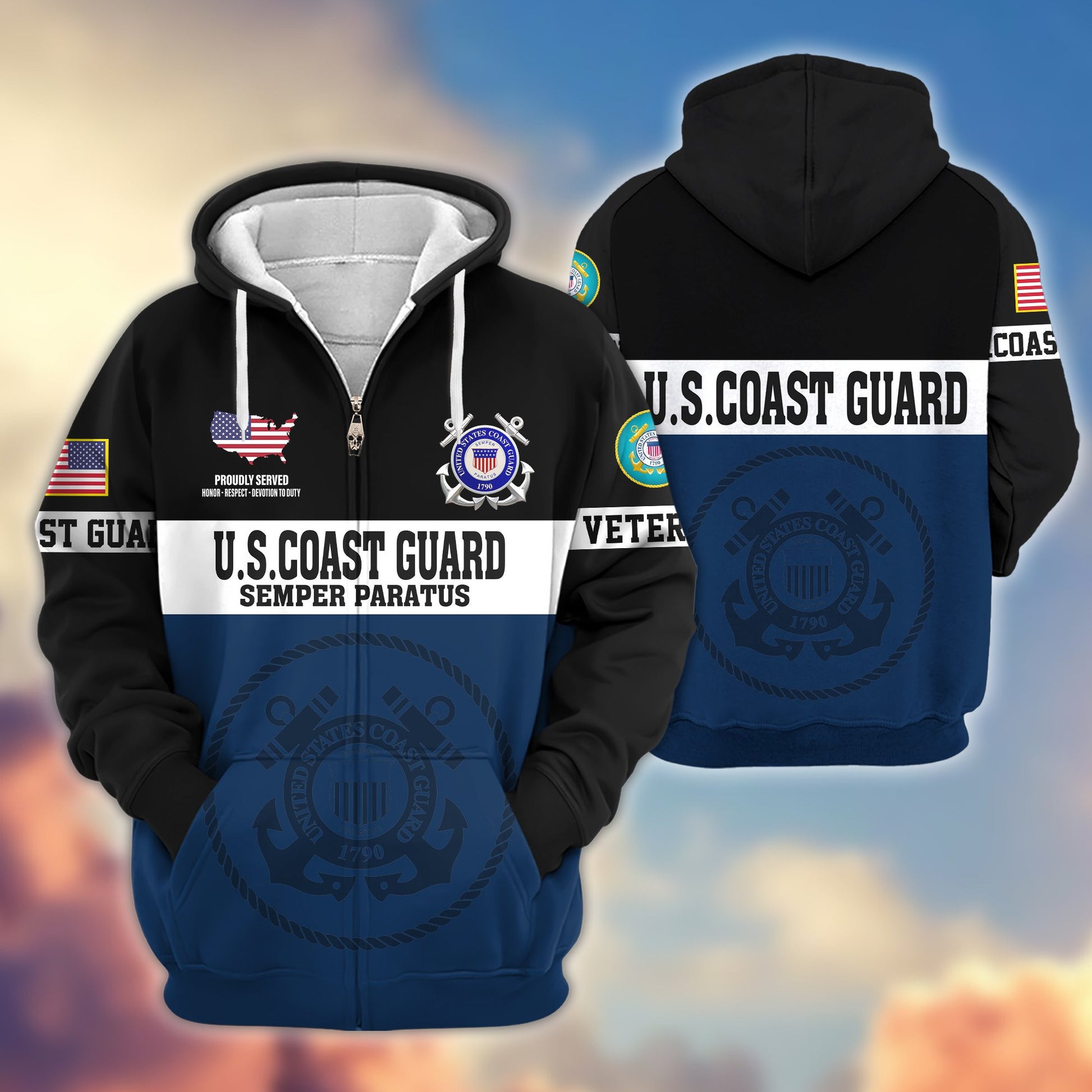 Premium USCG Veteran Zip Hoodie VPVC606105, Gifts For Coast Guard Veteran