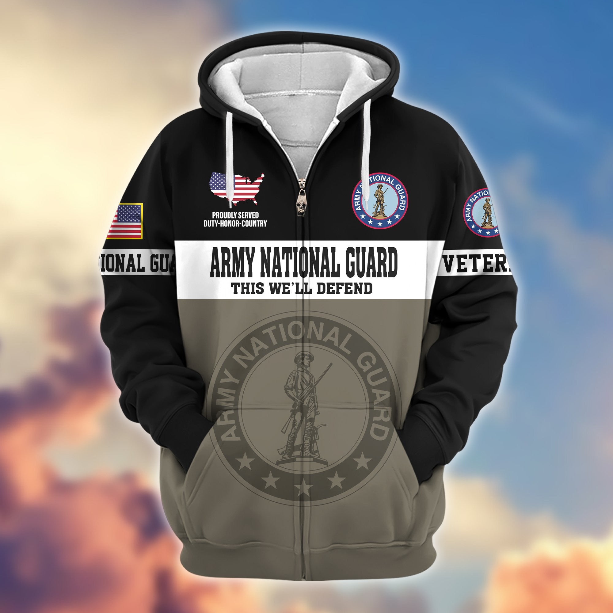 Premium Army National Guard Zip Hoodie VPVC606108, Gifts For Army National Guard Veteran